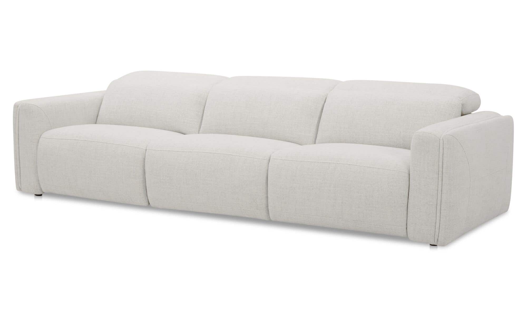 121.5" Flecked Oat Upholstered Power Recliner Sofa