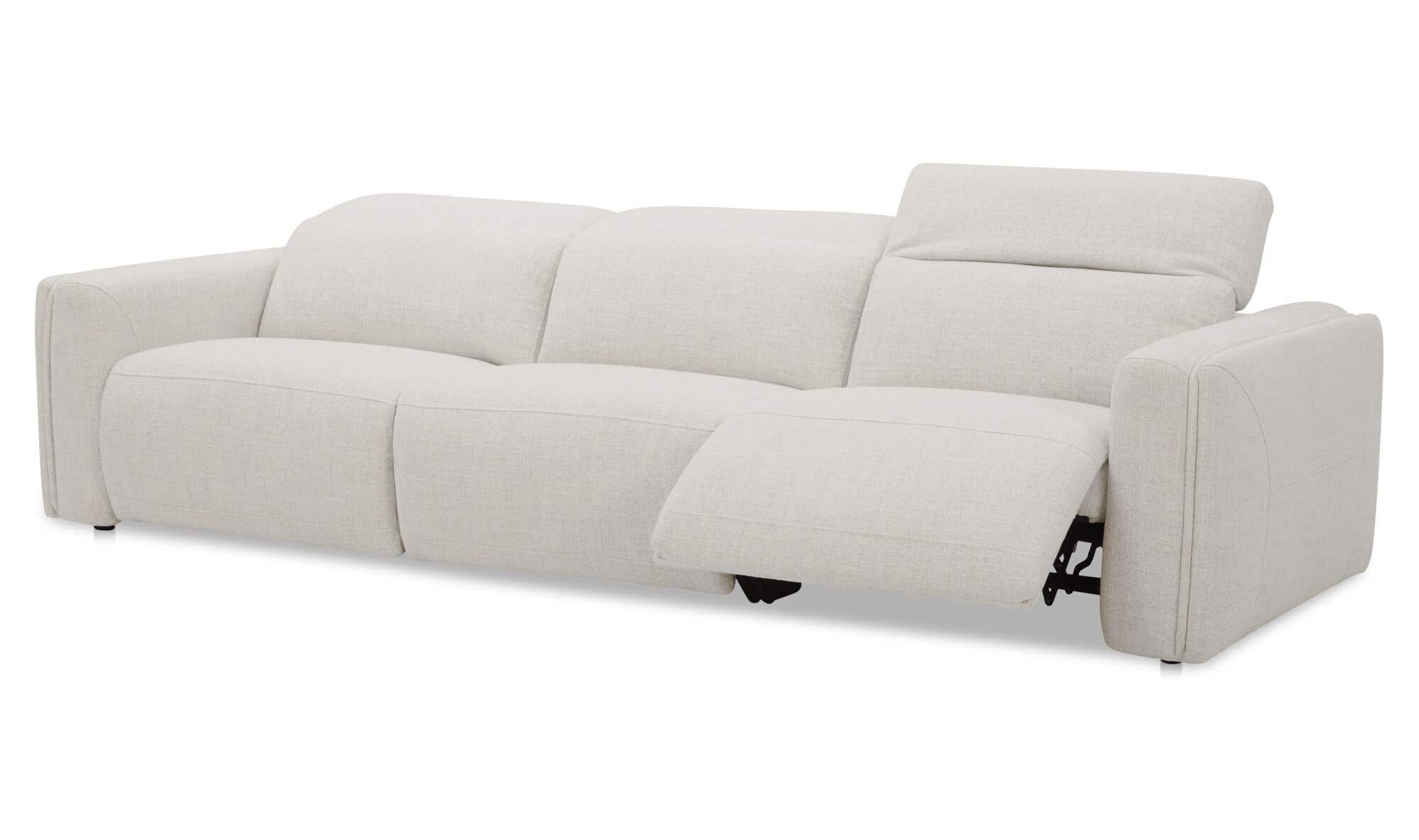121.5" Flecked Oat Upholstered Power Recliner Sofa