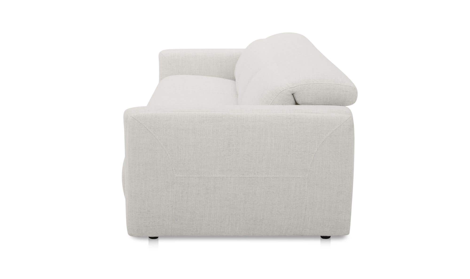121.5" Flecked Oat Upholstered Power Recliner Sofa