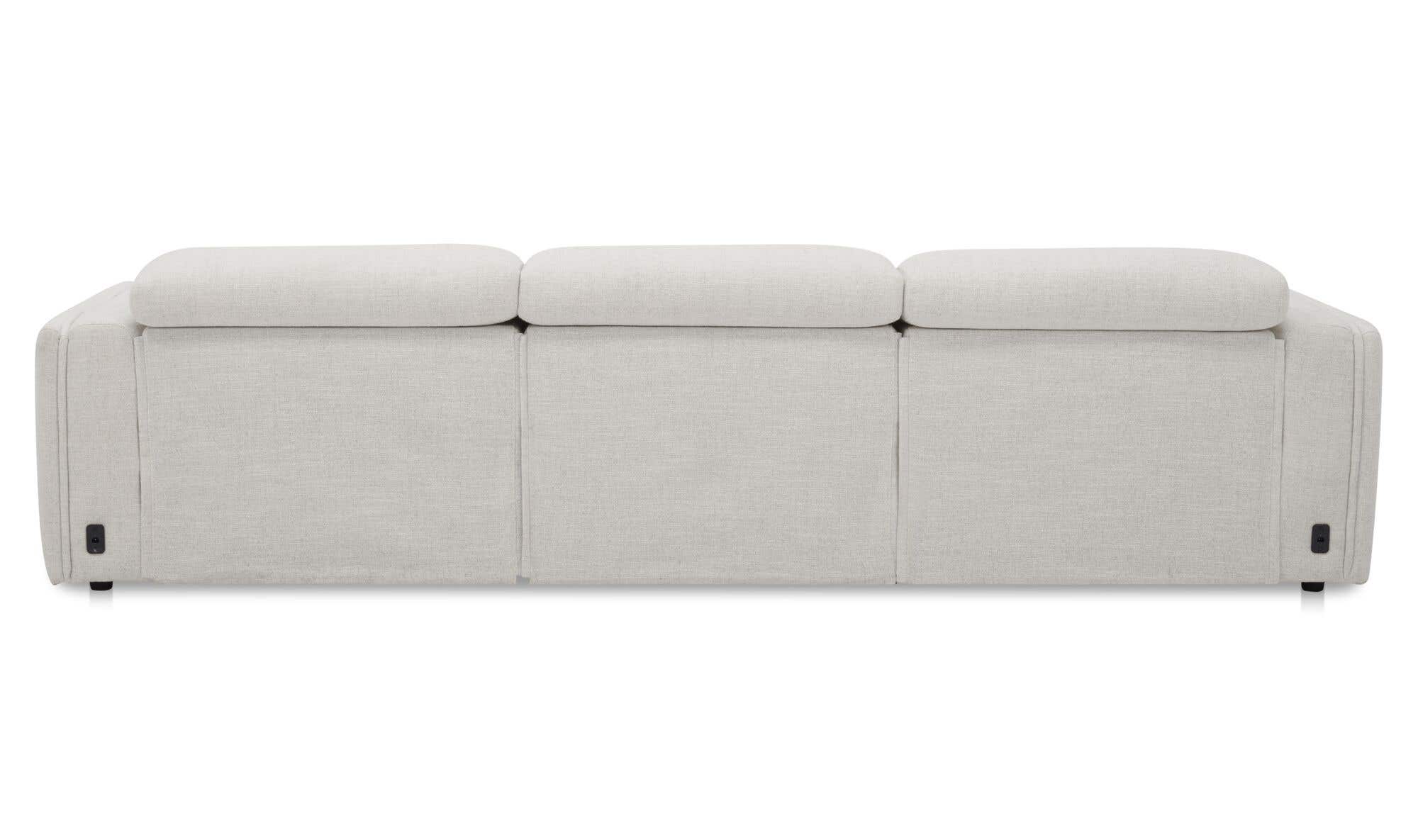 121.5" Flecked Oat Upholstered Power Recliner Sofa