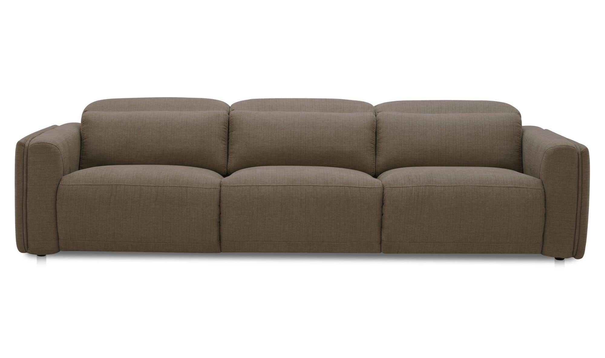 121.5" Soft Taupe Upholstered Power Recliner Sofa