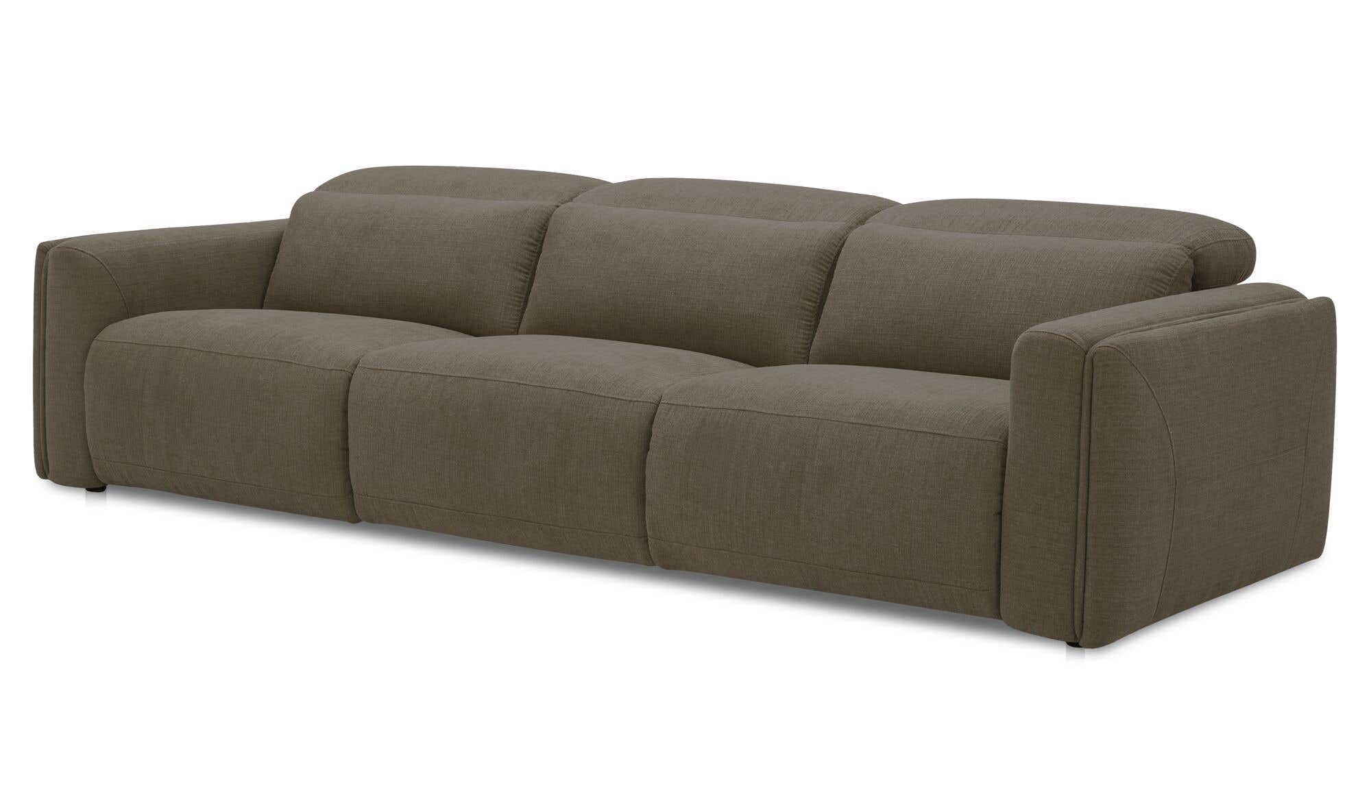 121.5" Soft Taupe Upholstered Power Recliner Sofa