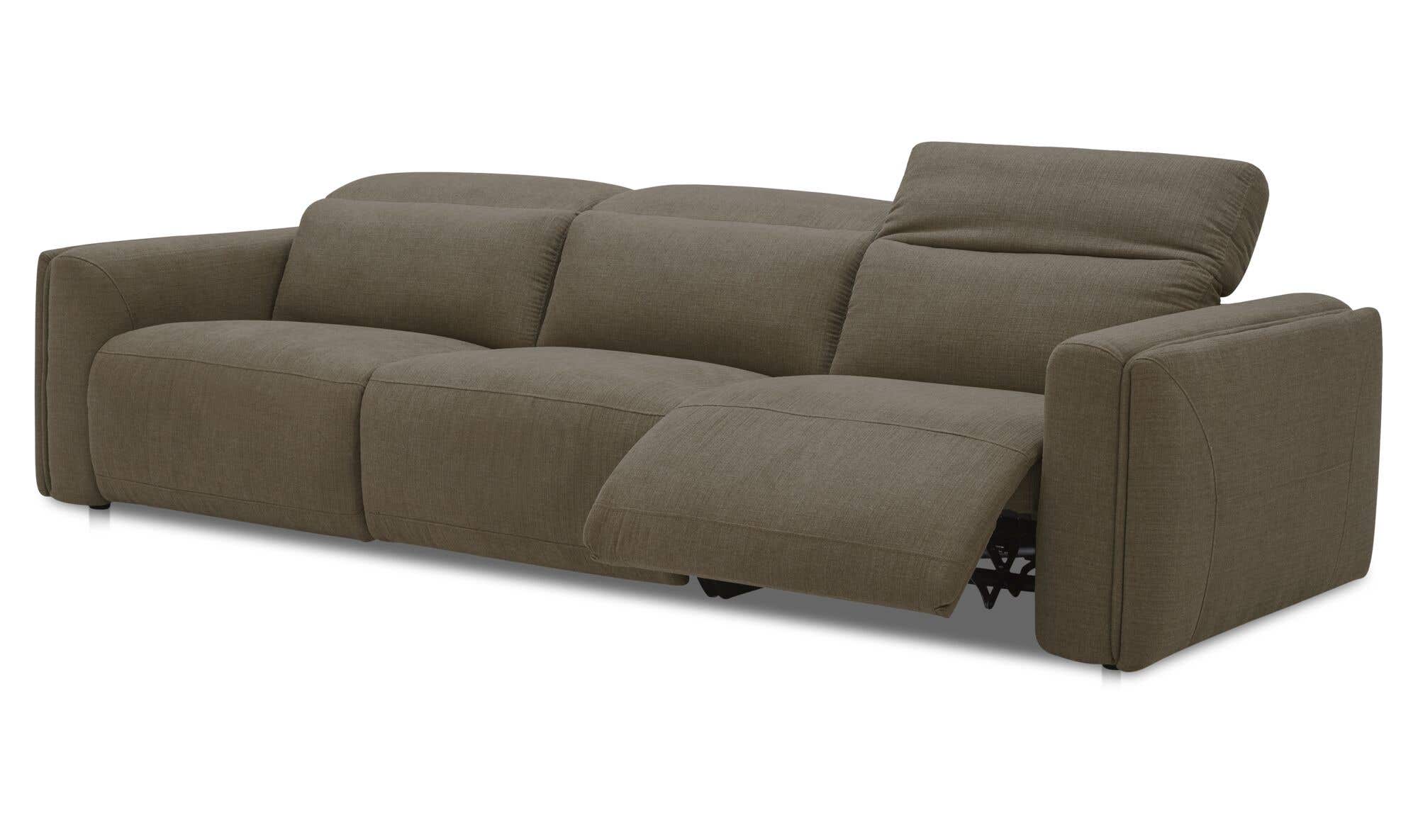 121.5" Soft Taupe Upholstered Power Recliner Sofa