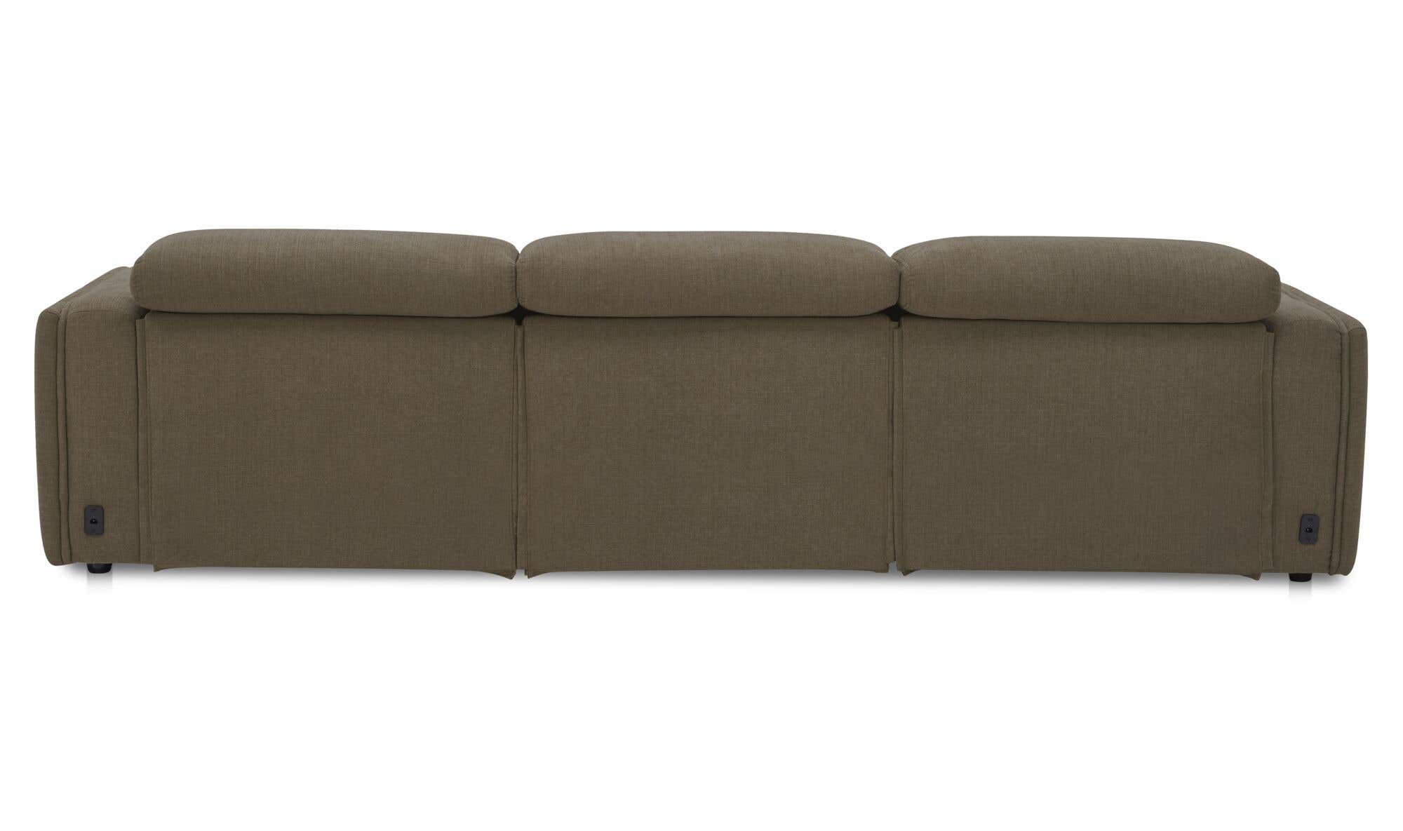 121.5" Soft Taupe Upholstered Power Recliner Sofa