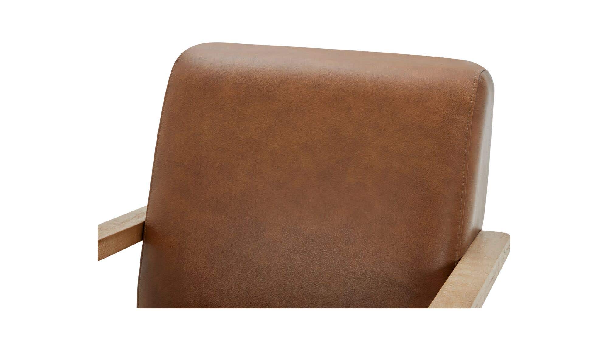 30.31" Tan Leather Swivel Accent Chair