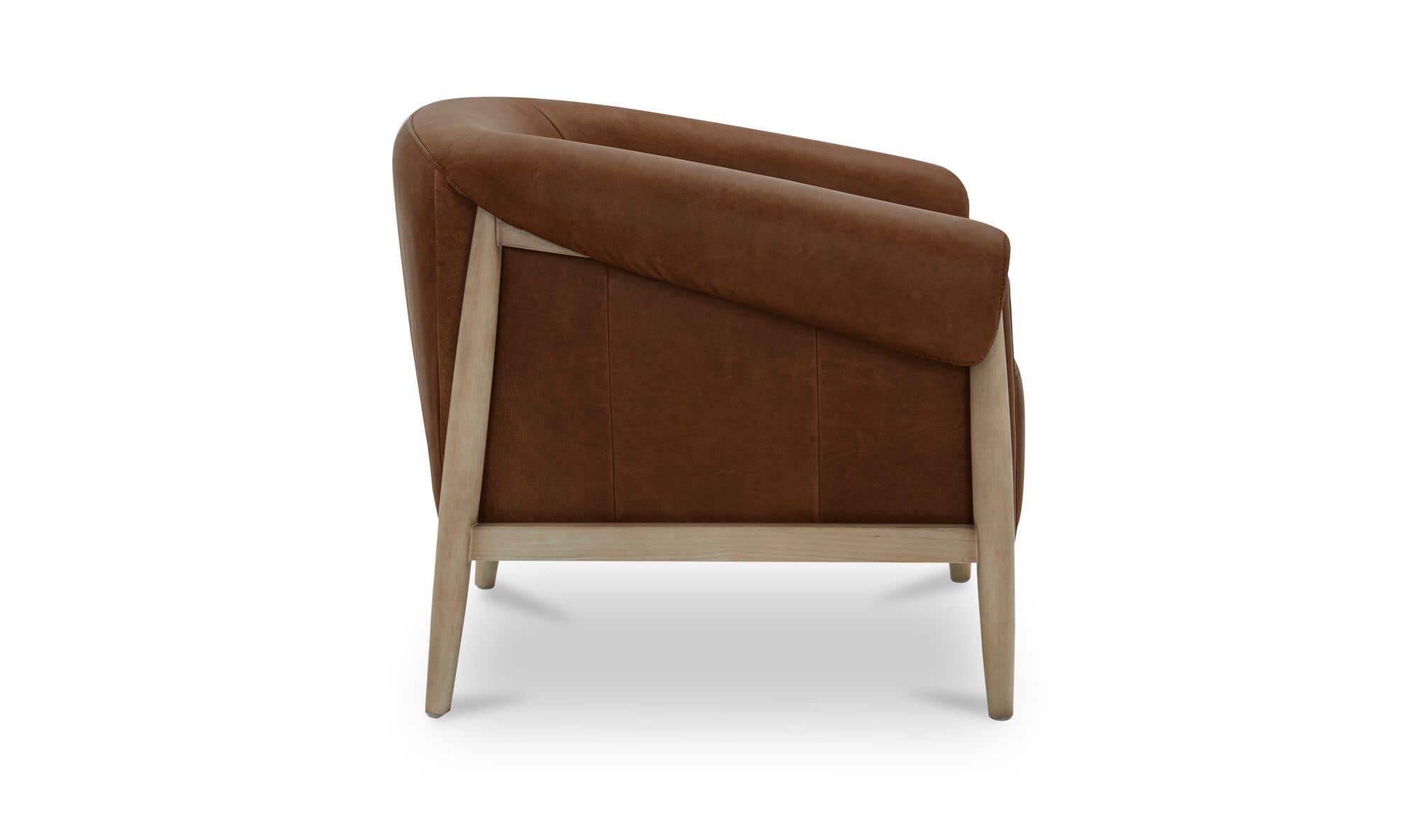 35.43" Brown Leather Accent Chair