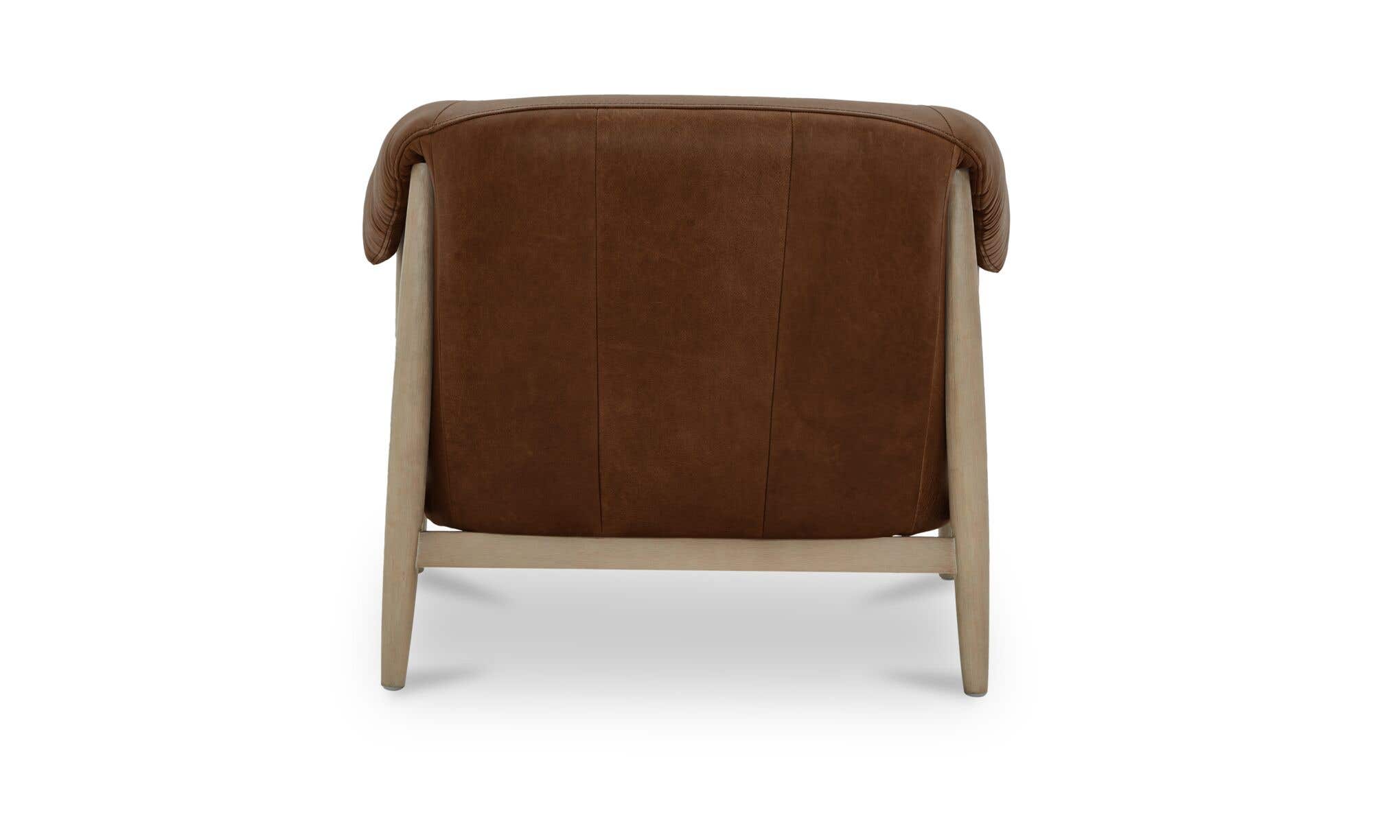 35.43" Brown Leather Accent Chair
