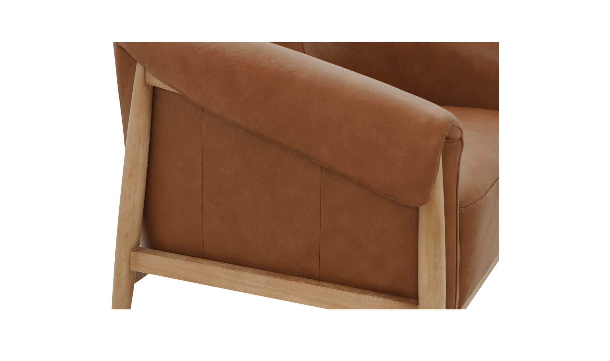 35.43" Tan Leather Accent Chair
