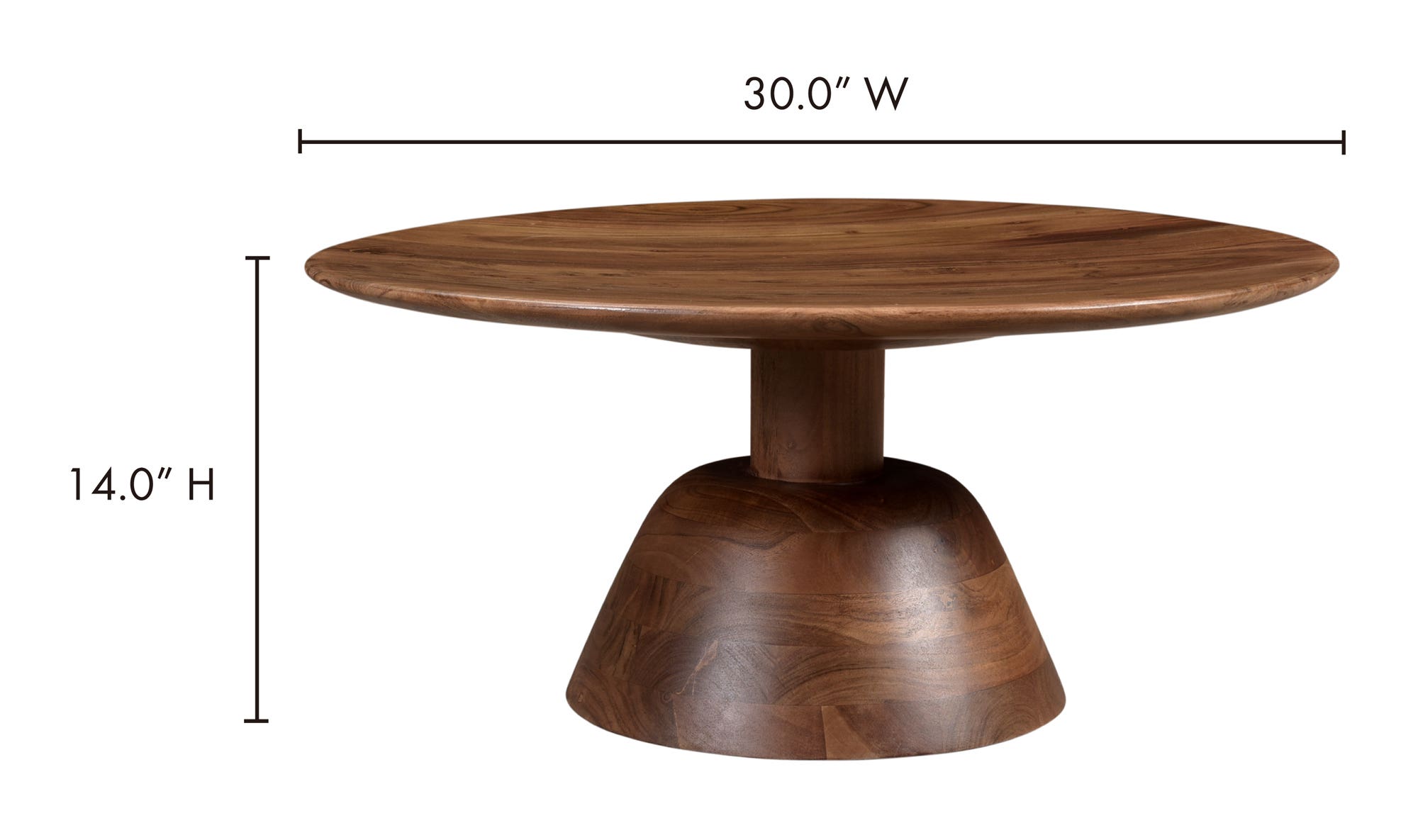 30" Dark Brown Acacia Coffee Table