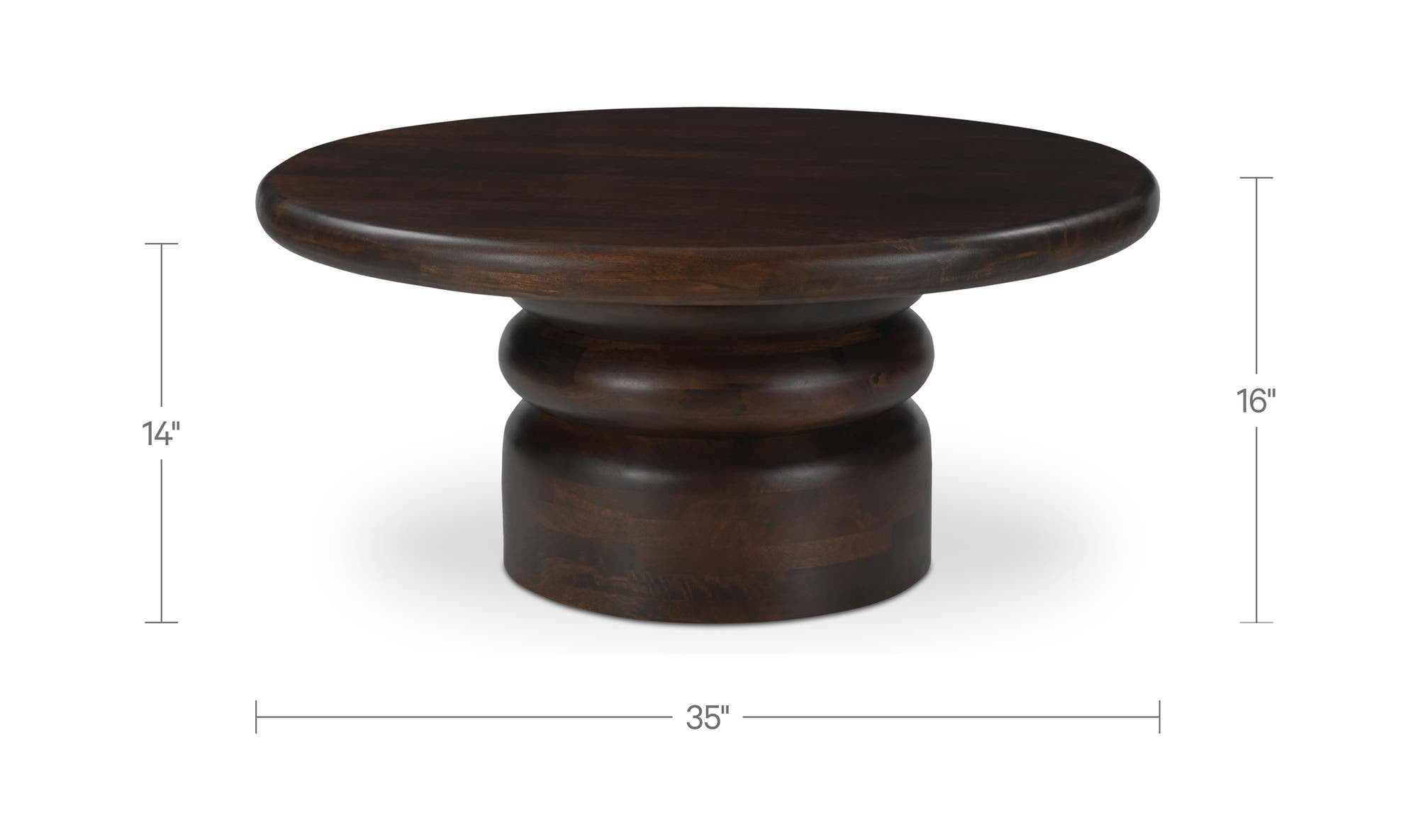 35" Brown Mango Wood Coffee Table