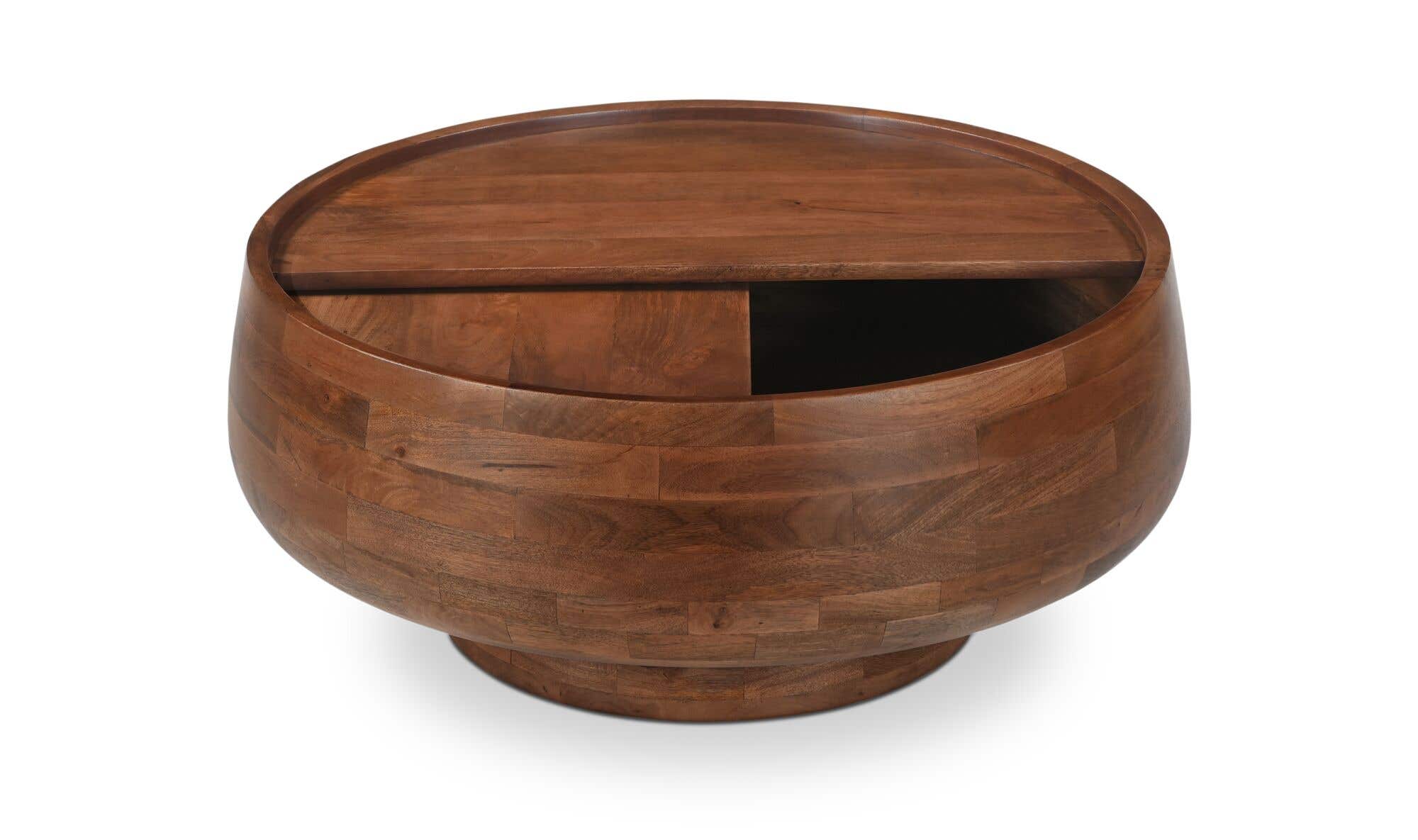 33" Natural Mango Wood Storage Coffee Table