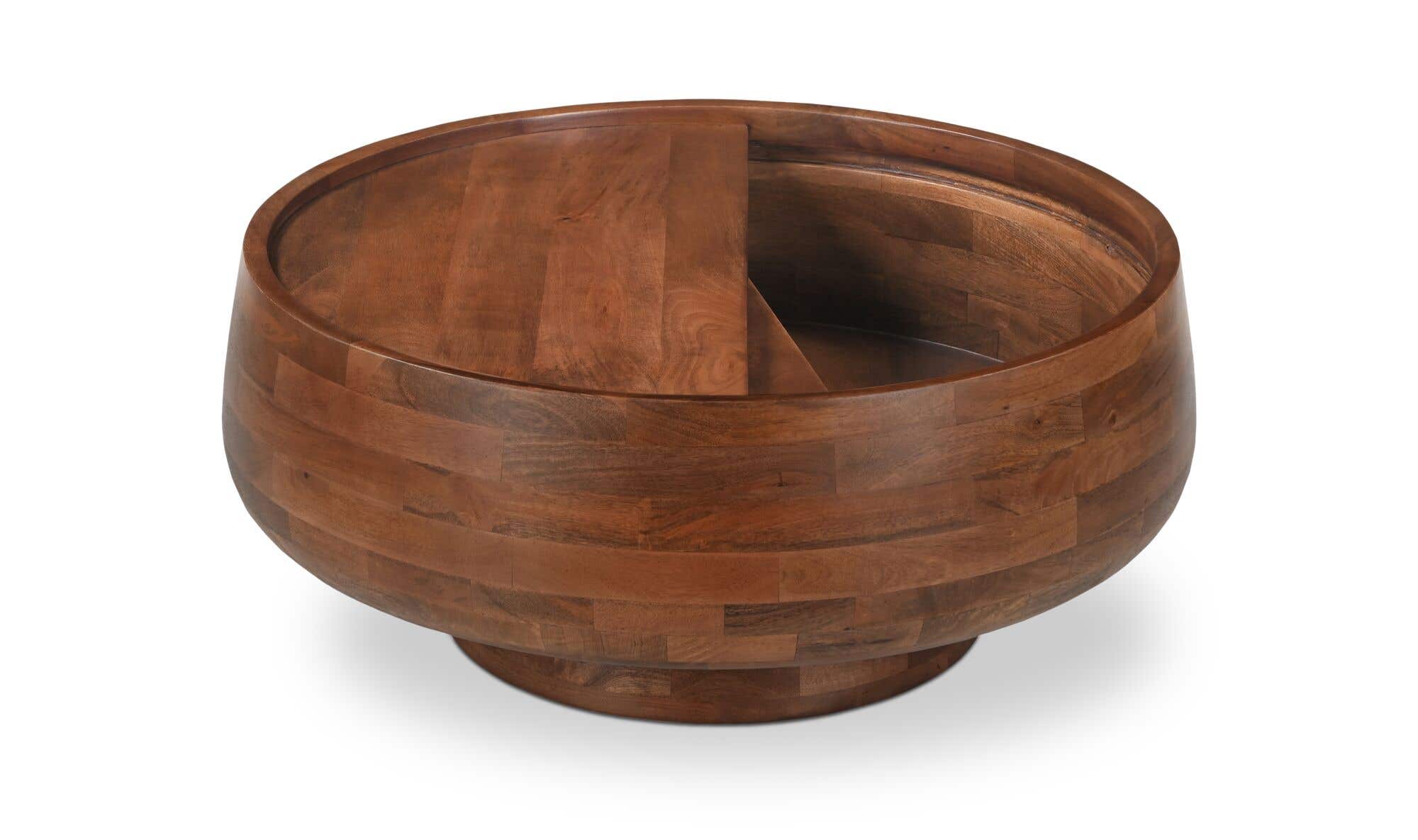 33" Natural Mango Wood Storage Coffee Table