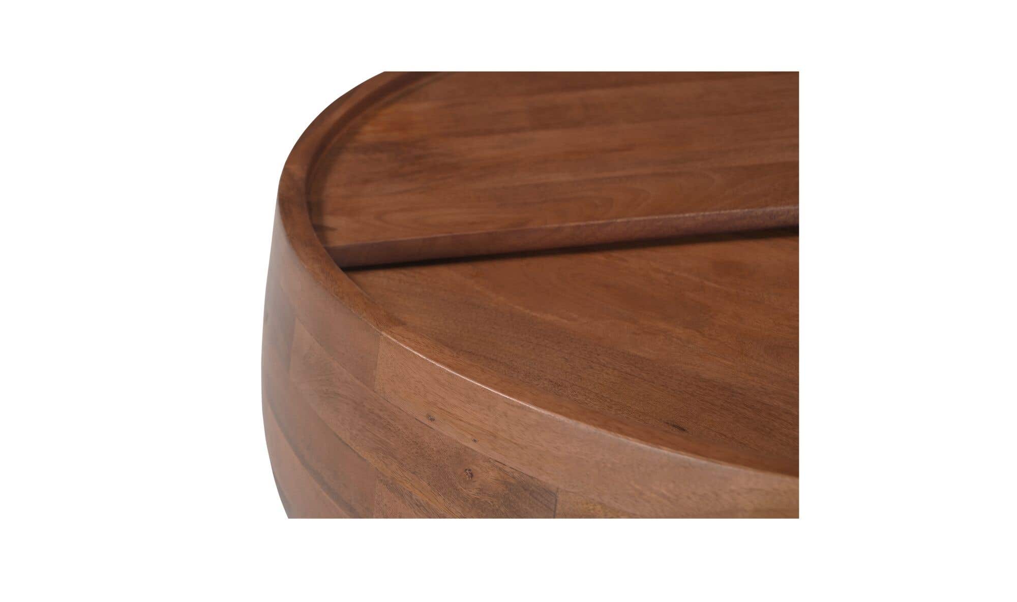 33" Natural Mango Wood Storage Coffee Table