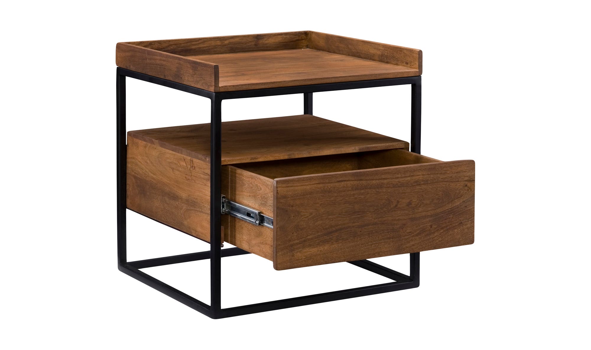23" Light Brown Acacia Side Table