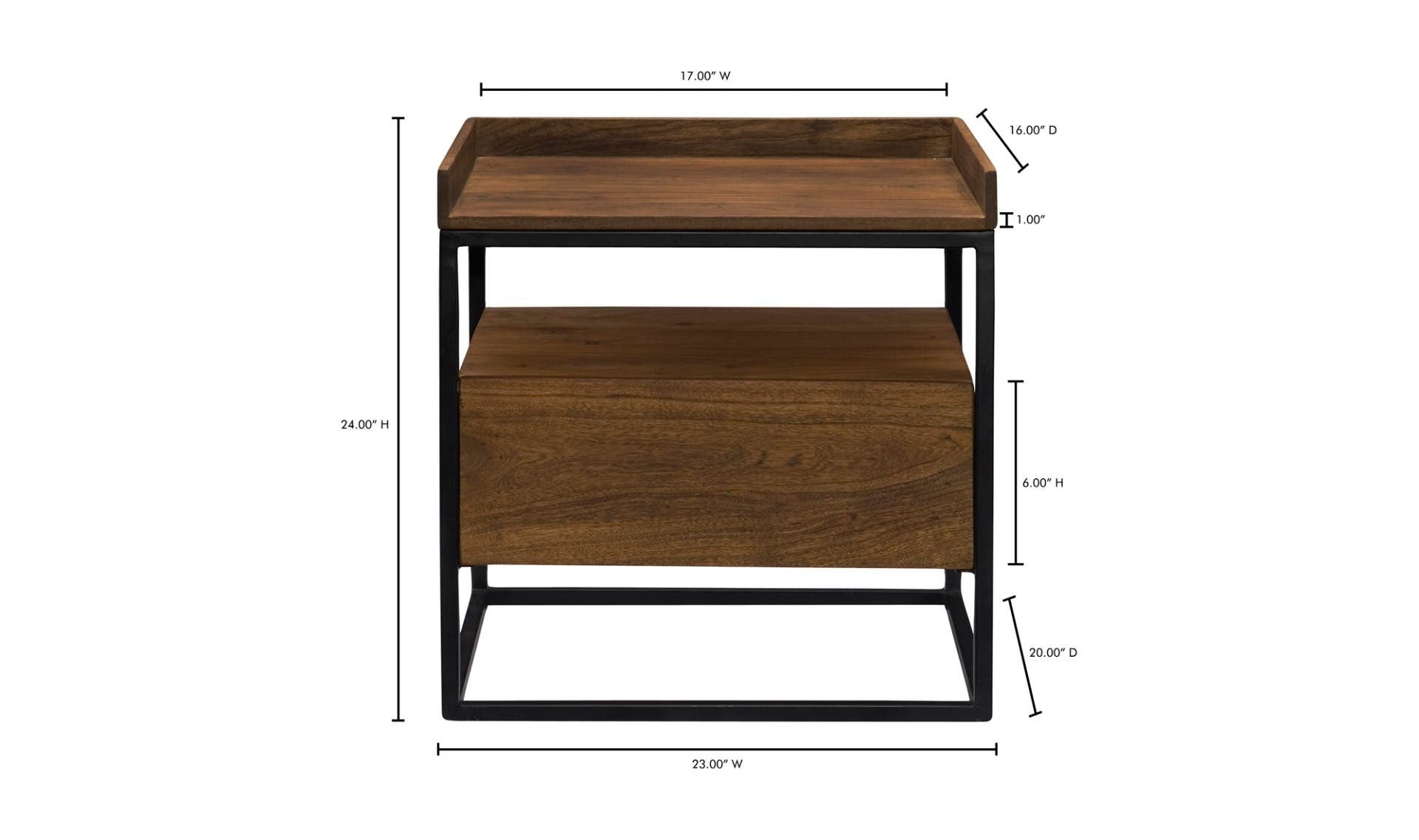 23" Light Brown Acacia Side Table