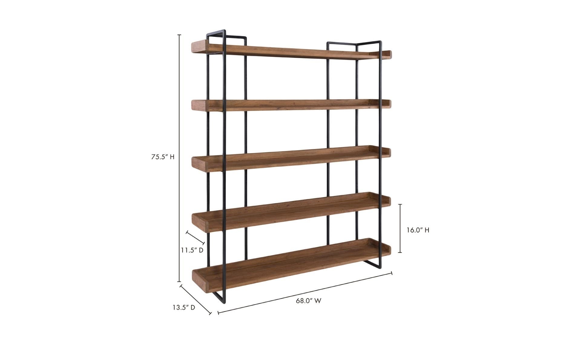 68" Large Light Brown Acacia Large Bookcase