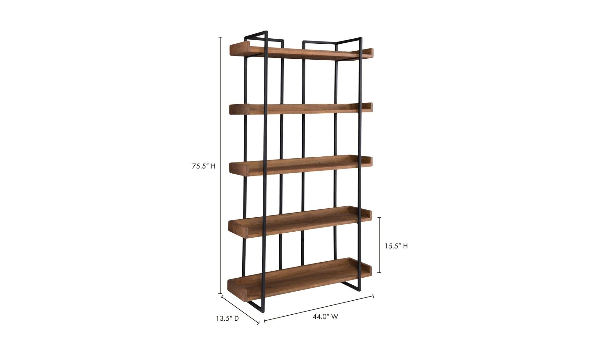 44" Small Light Brown Acacia Small Bookcase