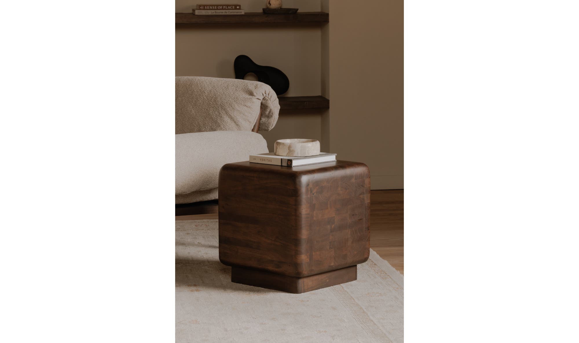 20" Dark Brown Acacia Side Table