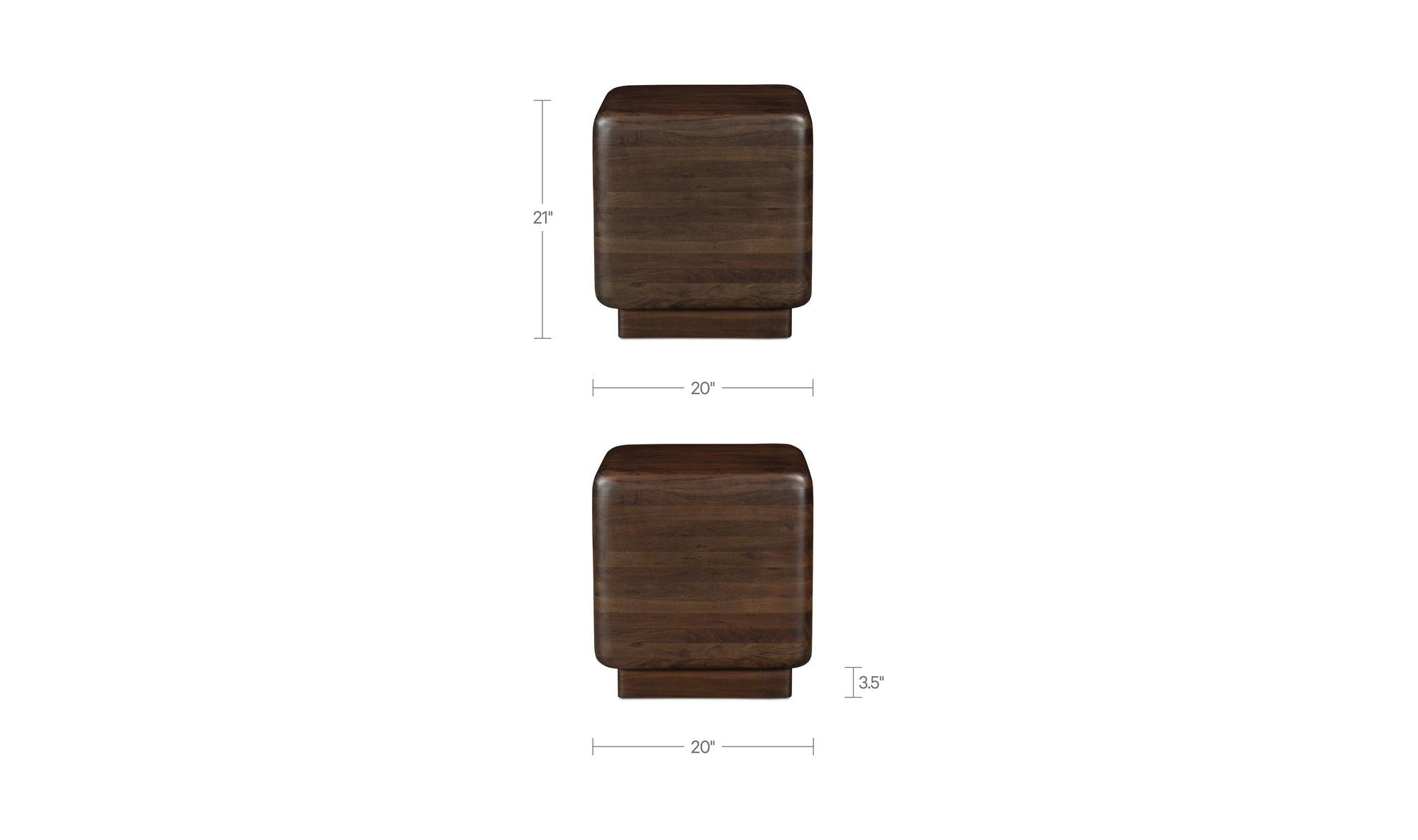 20" Dark Brown Acacia Side Table
