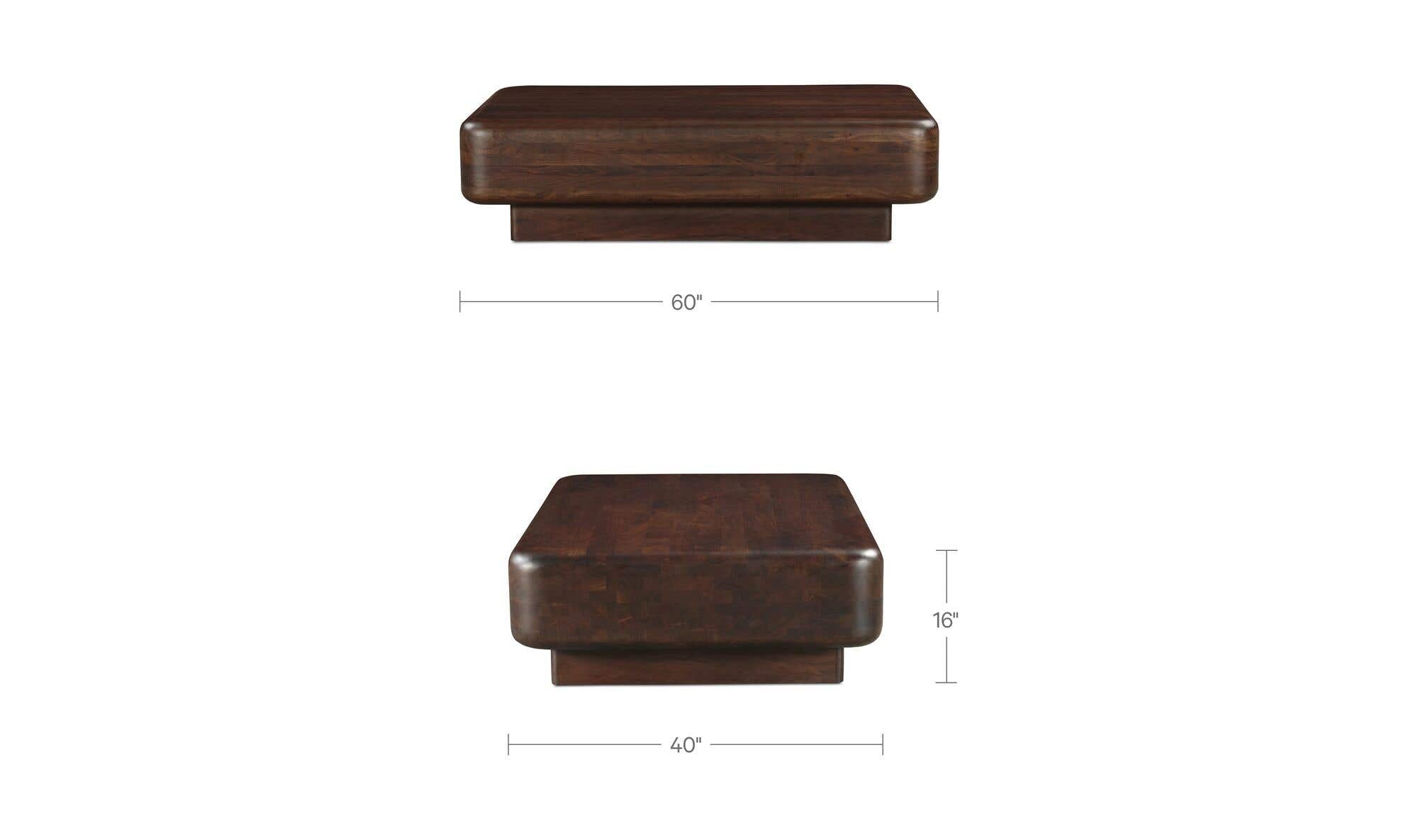60" Dark Brown Acacia Coffee Table