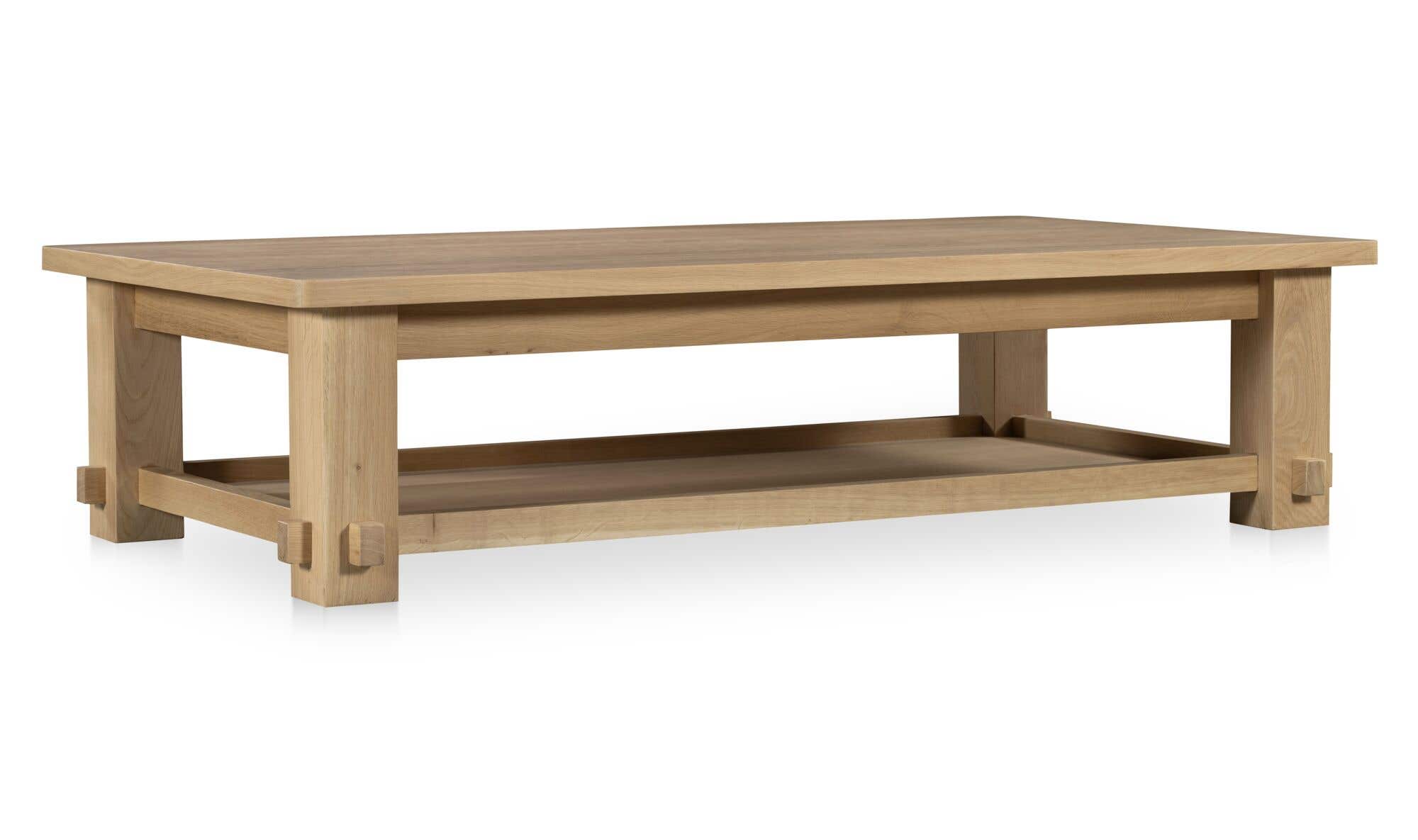 65" Natural Solid Oak Coffee Table