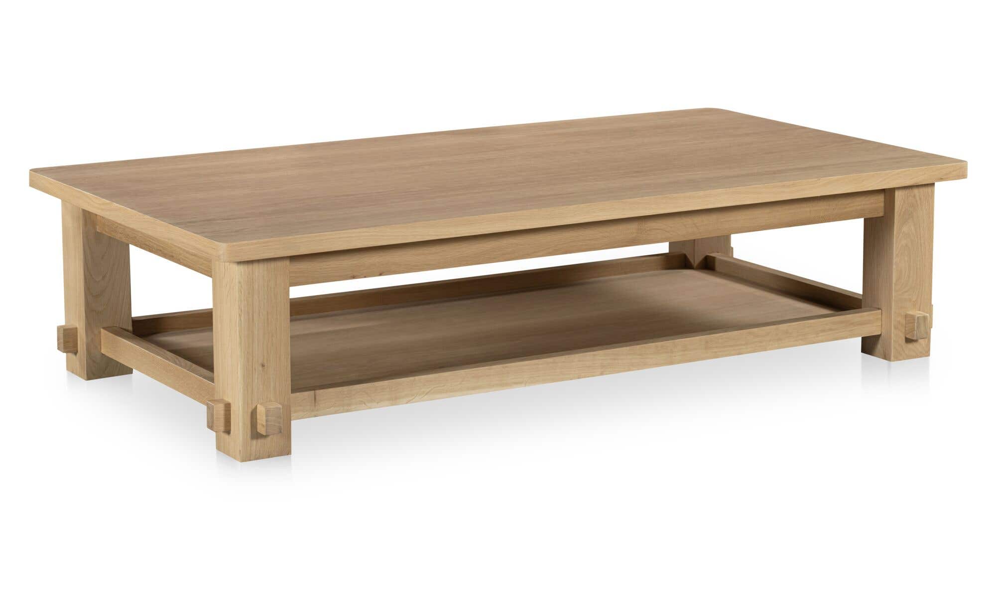 65" Natural Solid Oak Coffee Table
