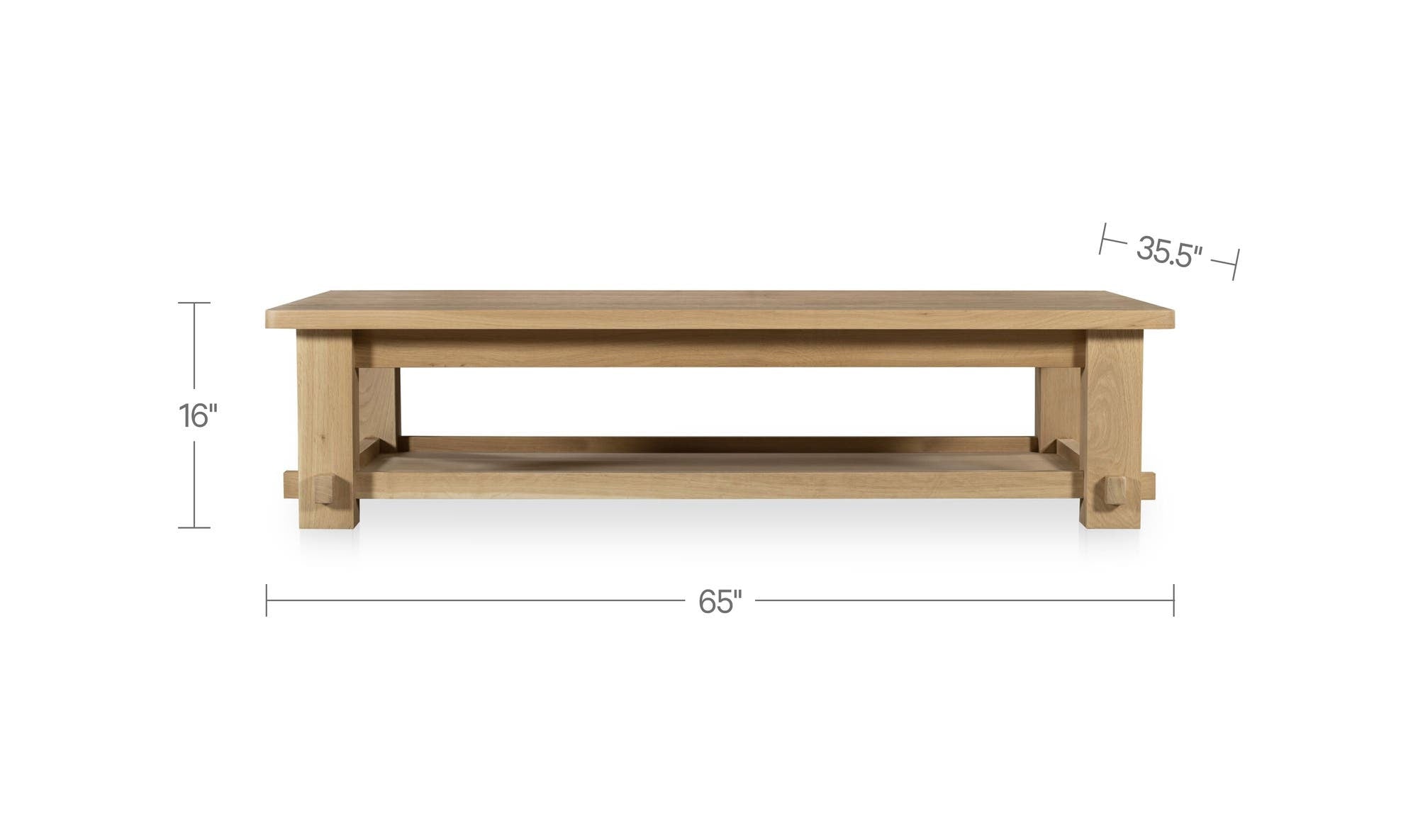 65" Natural Solid Oak Coffee Table