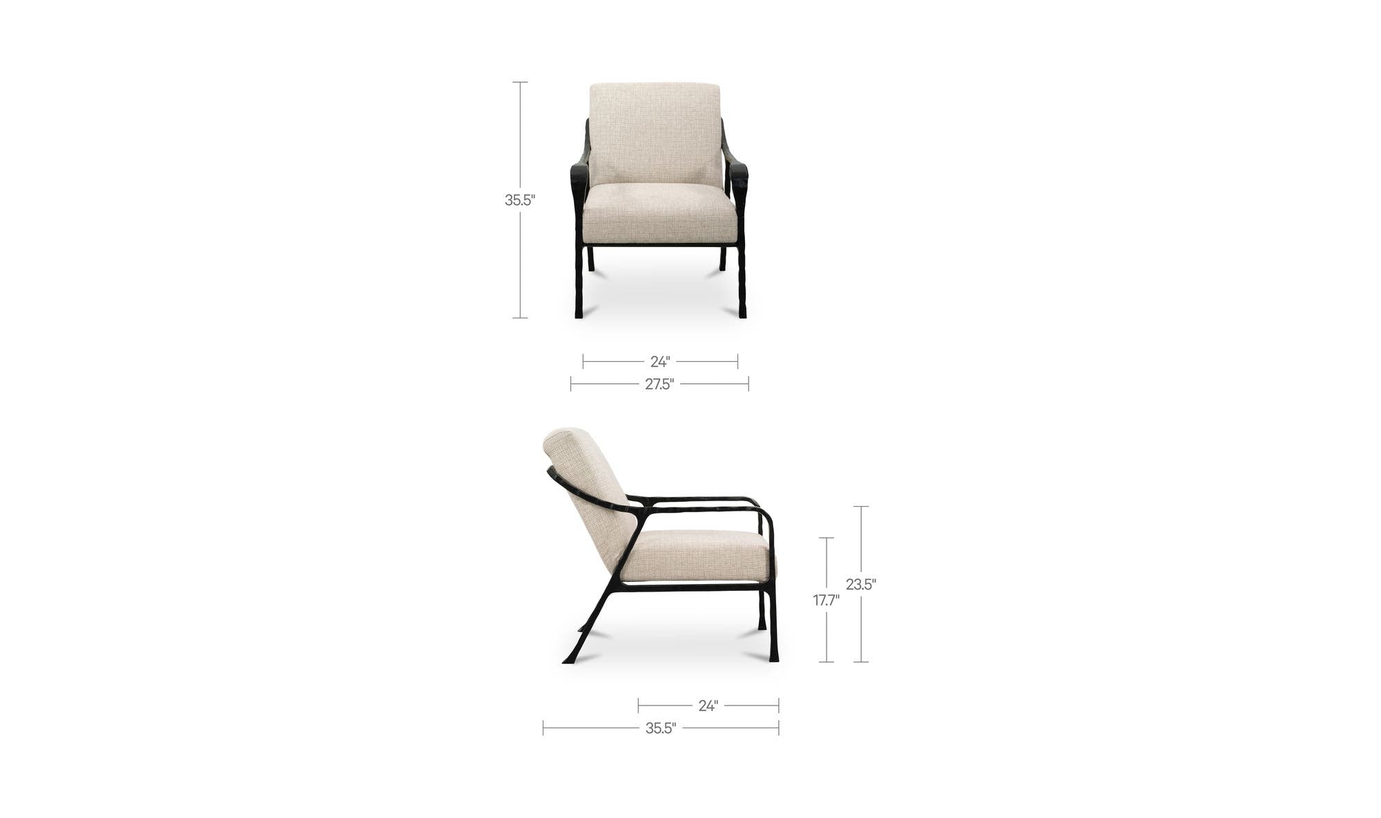 27.5" Beige Upholstered Accent Chair