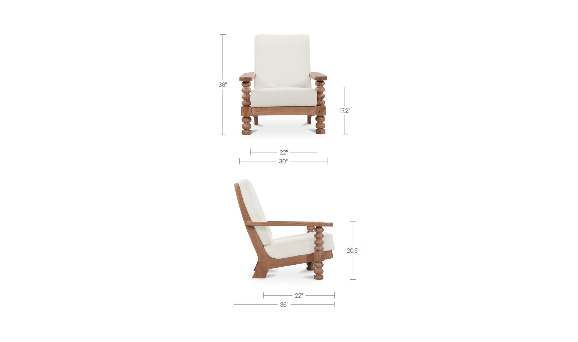 30" Off White Upholstered Accent Chair