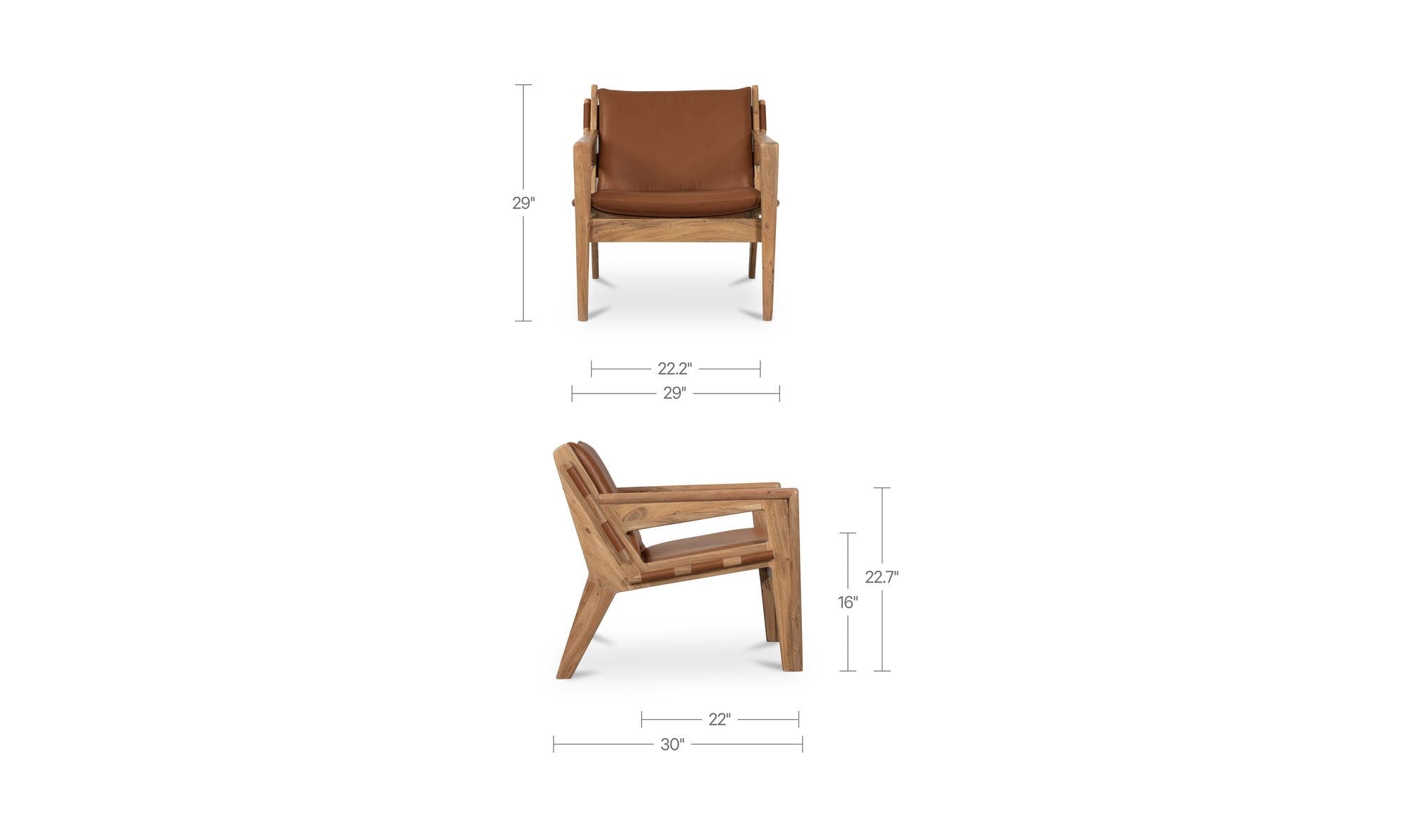 29" Brown Leather Accent Chair