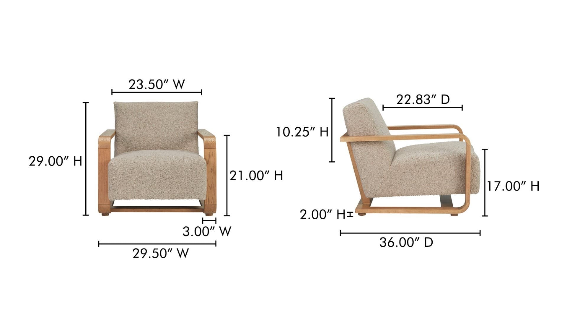 29.5" Beige Upholstered Lounge Chair
