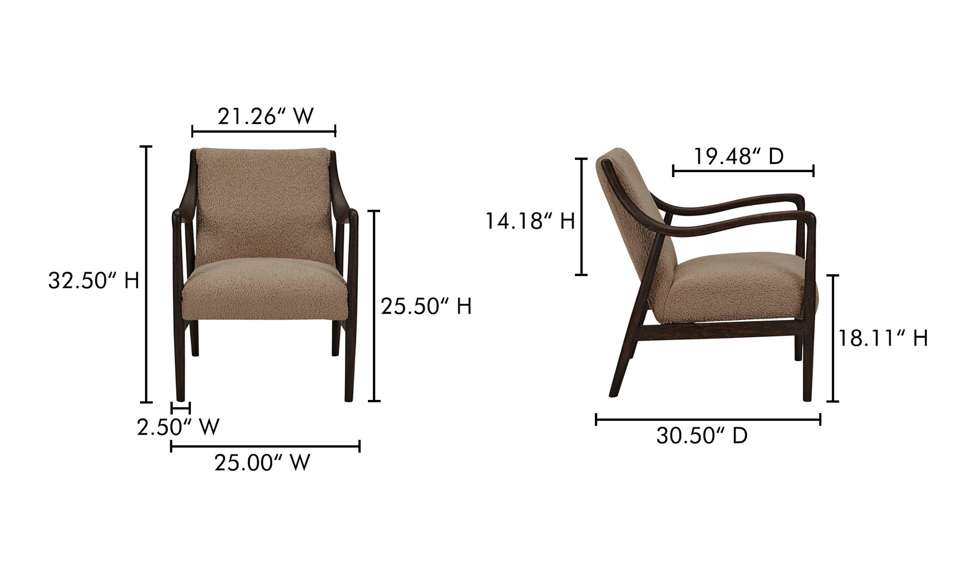 25" Beige Faux Shearling Upholstered Accent Chair