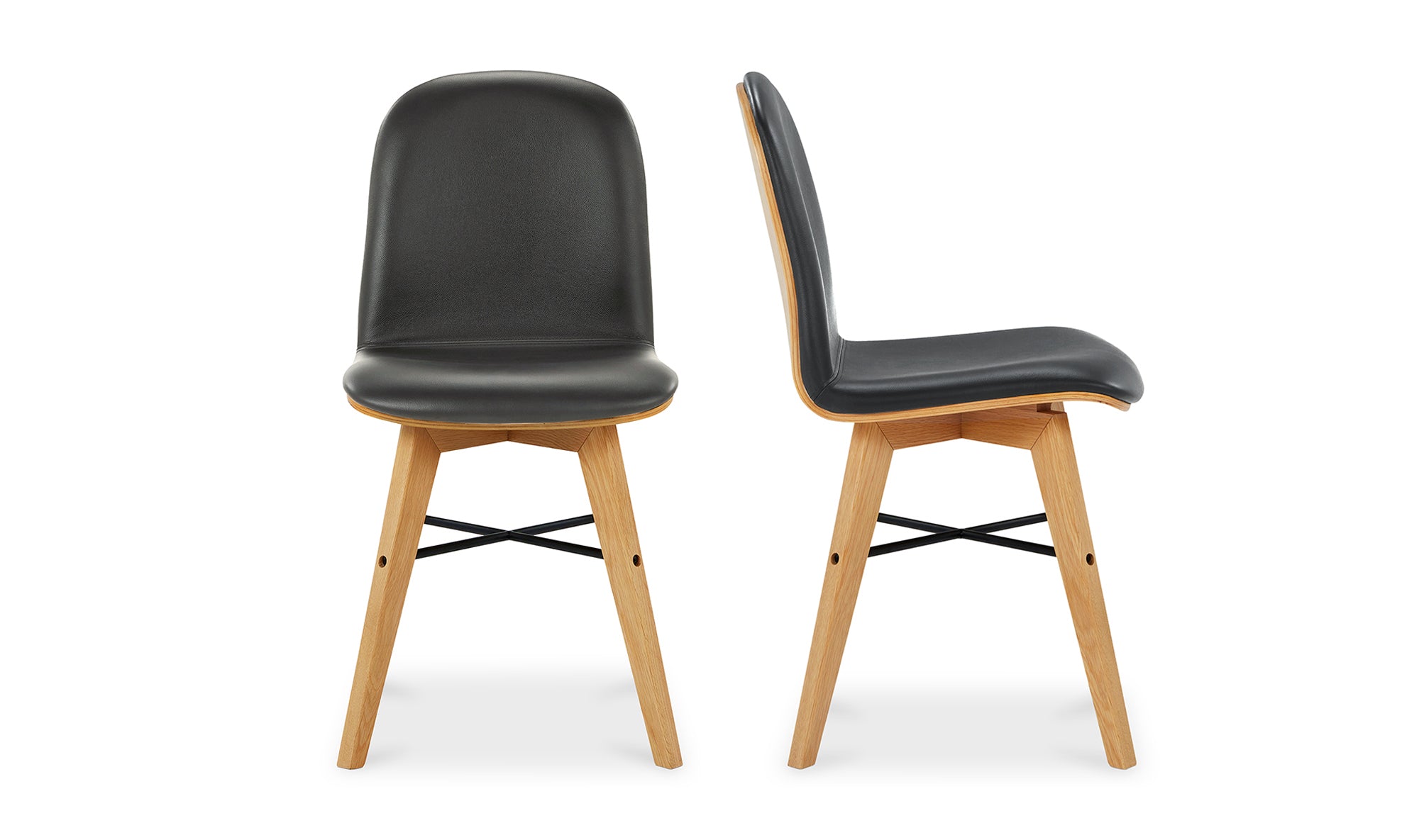 NAPOLI LEATHER DINING CHAIR BLACK-SET OF TWO