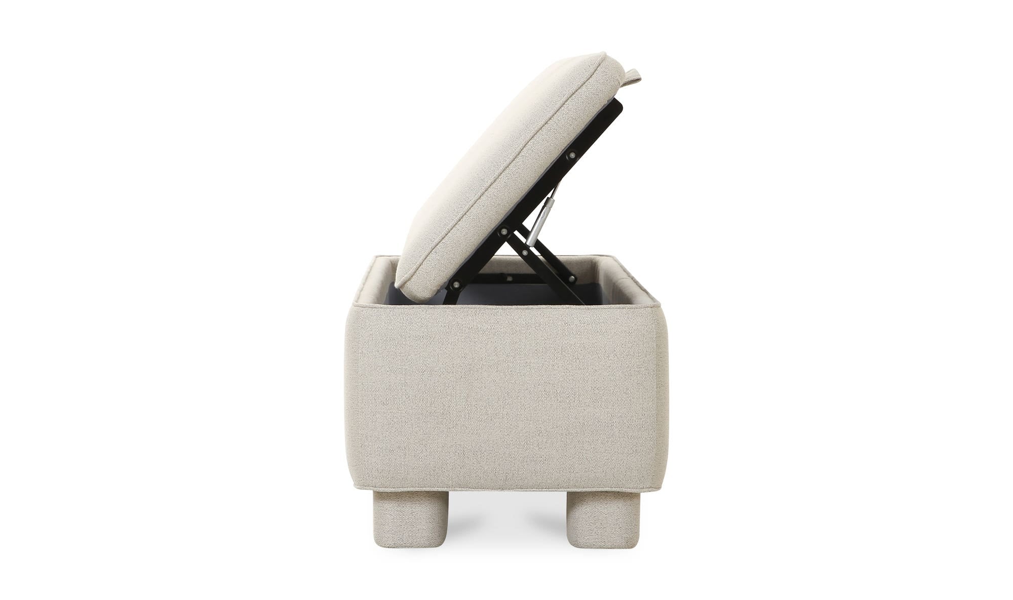 59" Light Grey Upholstered Storage Bench