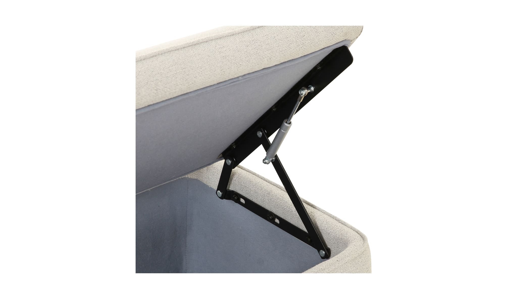 59" Light Grey Upholstered Storage Bench