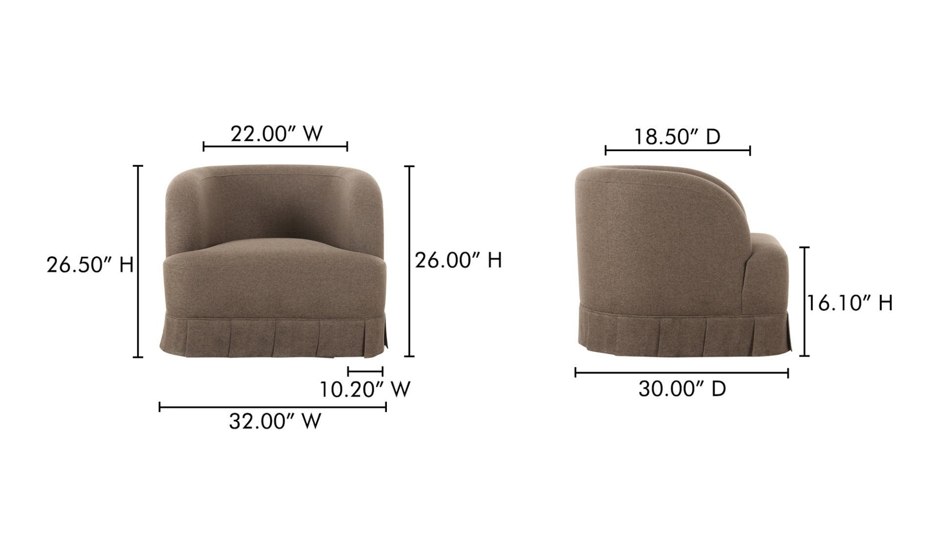32" Brown Upholstered Swivel Accent Chair