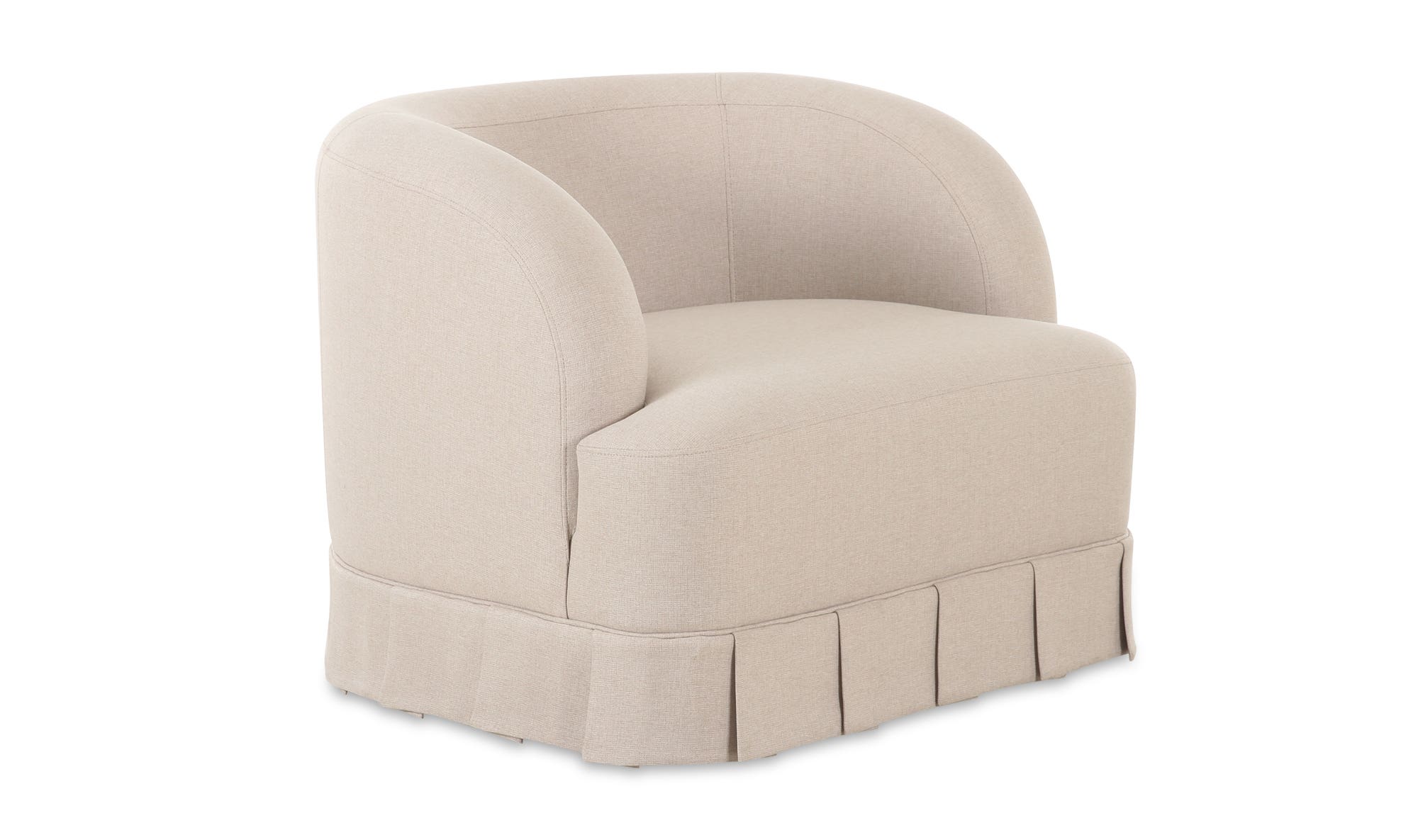 32" Beige Upholstered Swivel Accent Chair