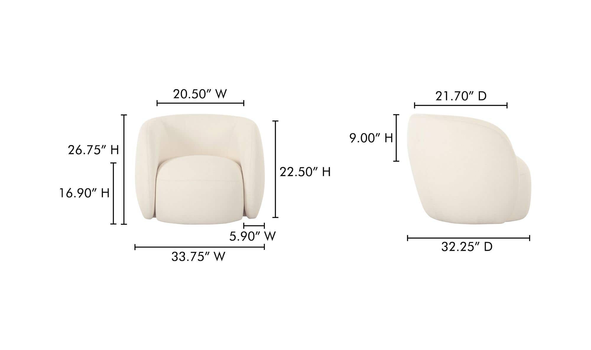32" Cream Upholstered Accent Chair