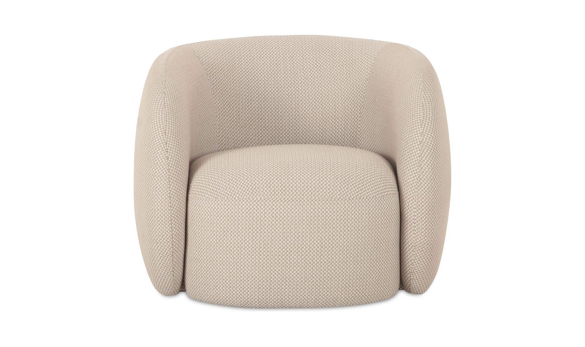32" Beige Check Upholstered Accent Chair
