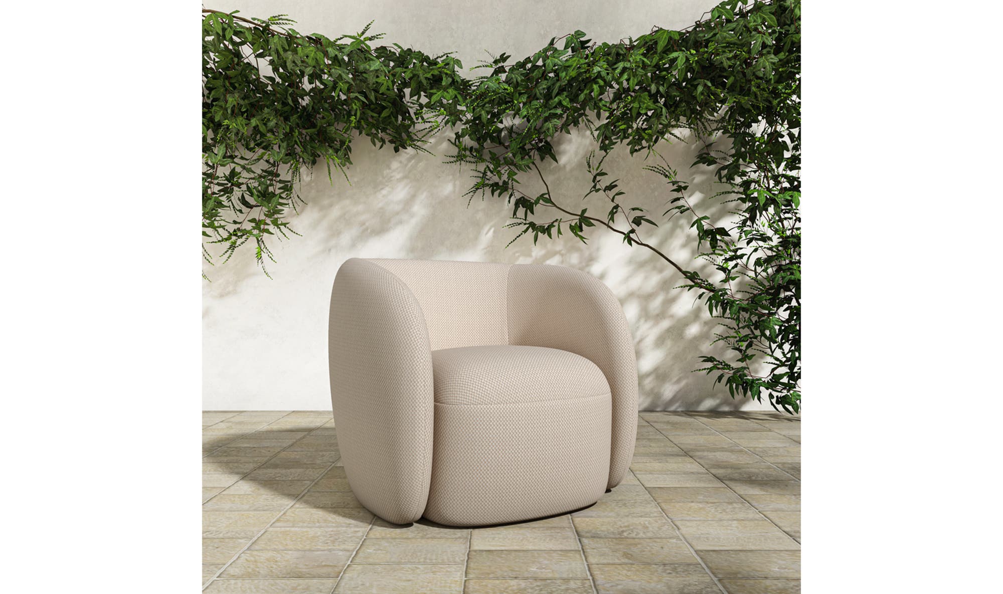 32" Beige Check Upholstered Accent Chair