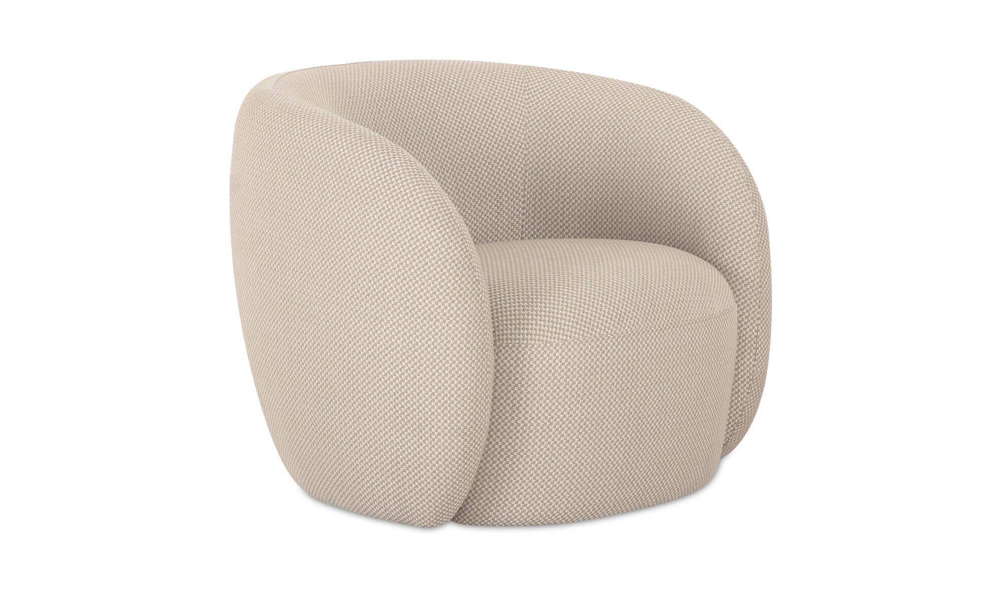 32" Beige Check Upholstered Accent Chair