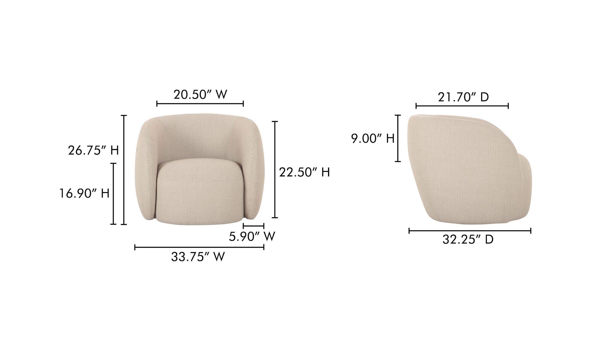 32" Beige Check Upholstered Accent Chair
