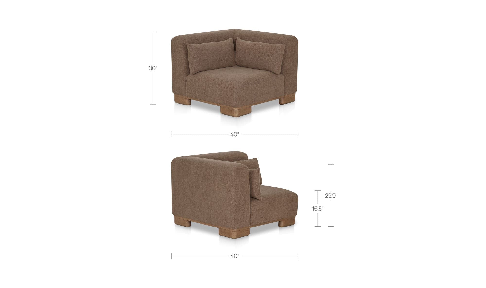 40" Dark Brown Upholstered Corner Chair