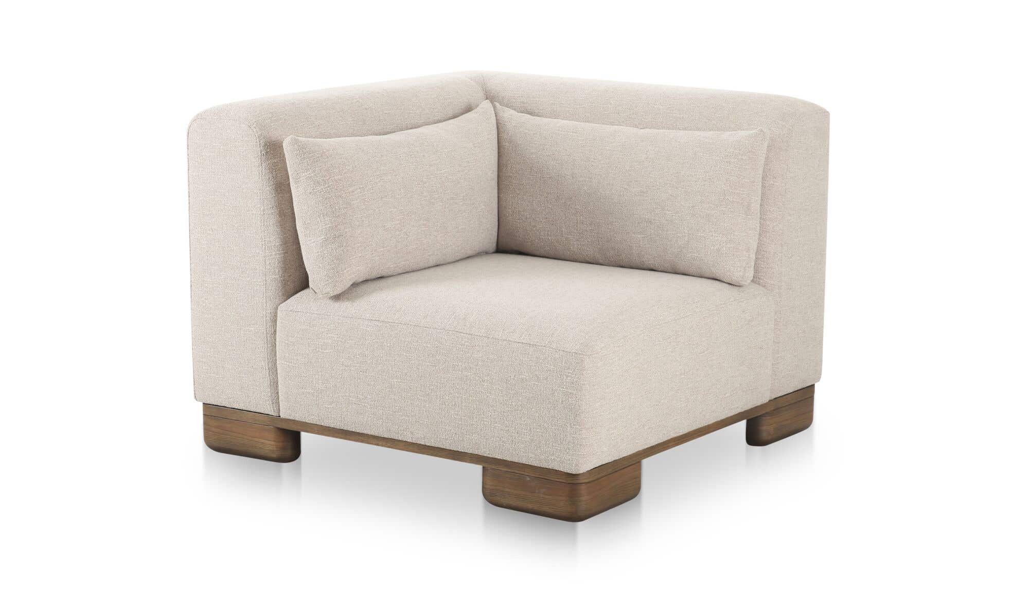 40" Oatmeal Upholstered Corner Chair