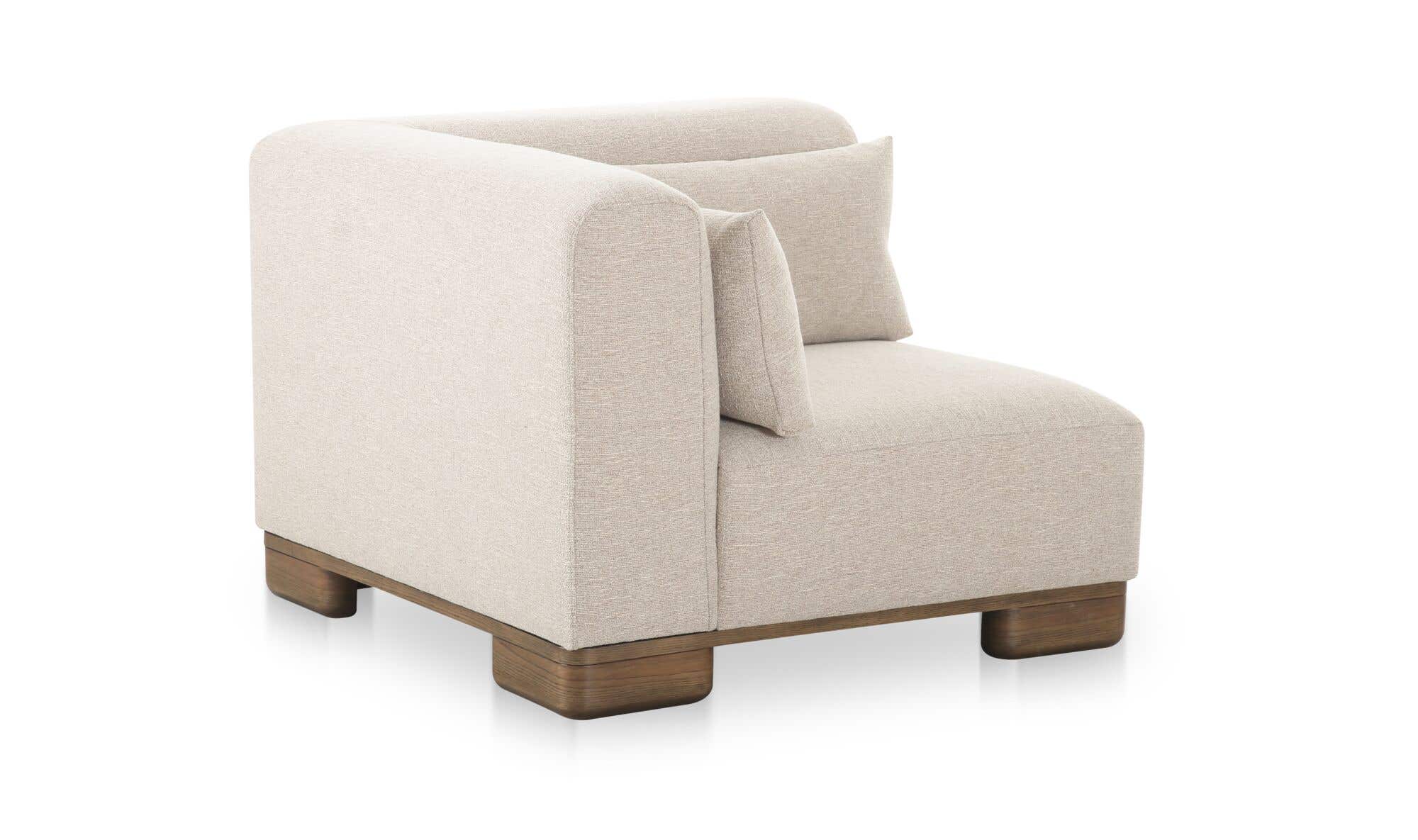 40" Oatmeal Upholstered Corner Chair