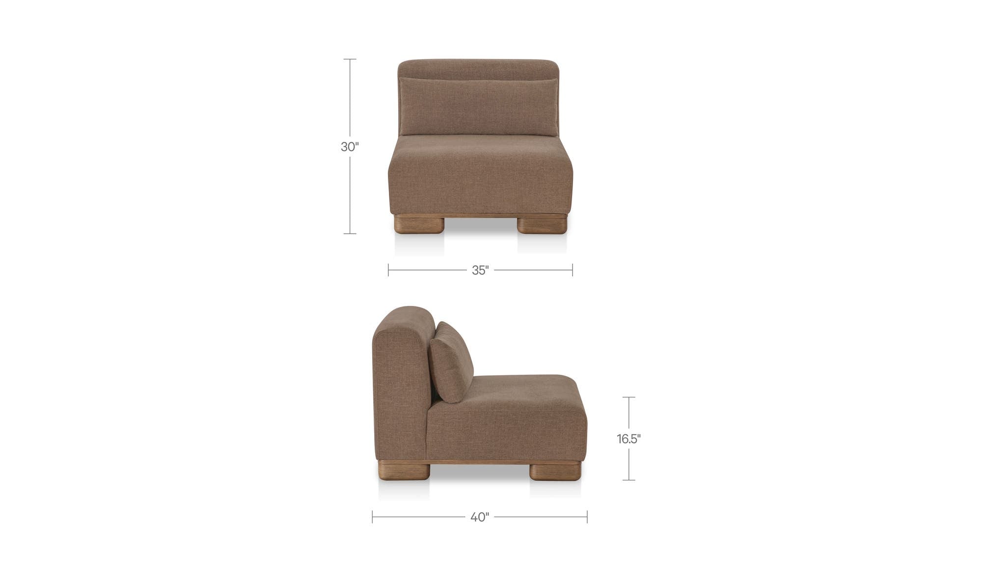 35" Dark Brown Upholstered Slipper Chair