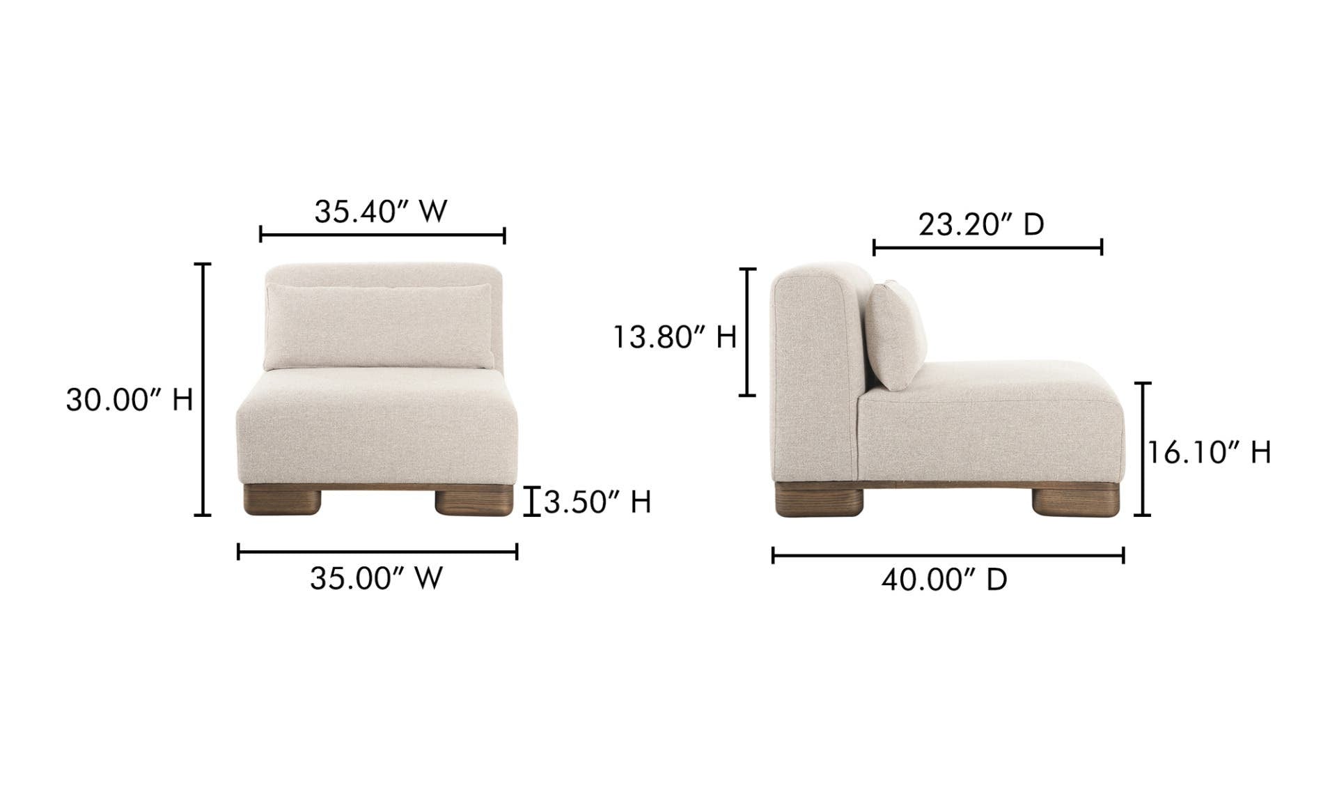 35" Oatmeal Upholstered Slipper Chair