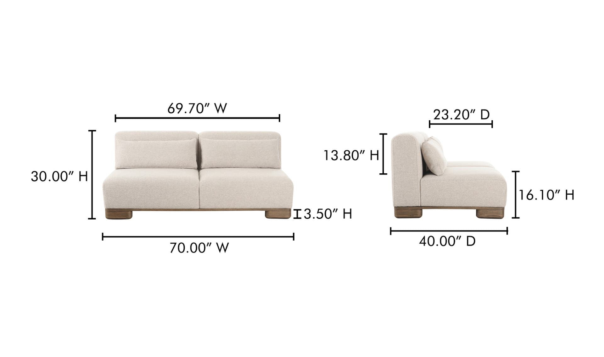 70" Oatmeal Upholstered Sofa