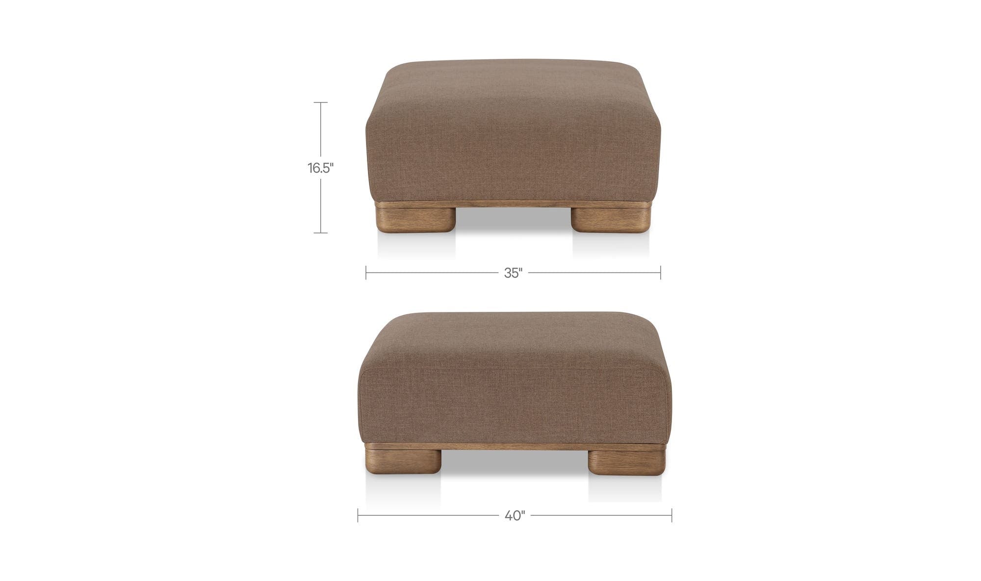 35" Dark Brown Upholstered Ottoman