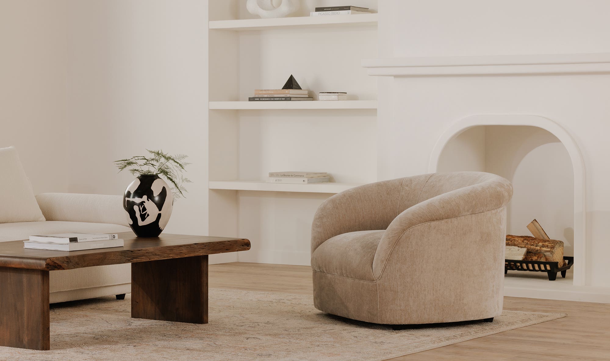 39.25" Beige Upholstered Lounge Chair